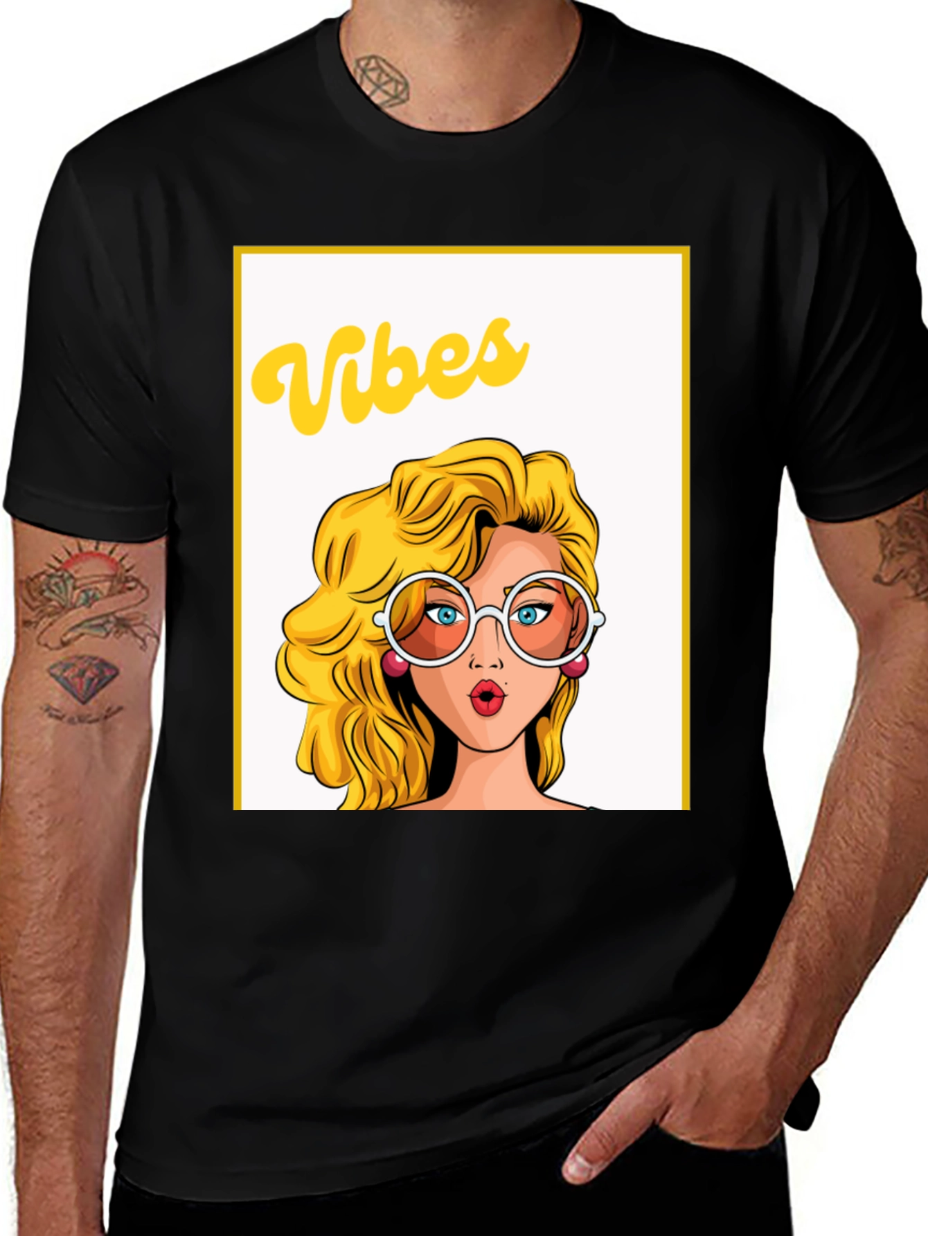 Variant 15 of Retro Vibes Graphic Tee - Black Cotton T-Shirt