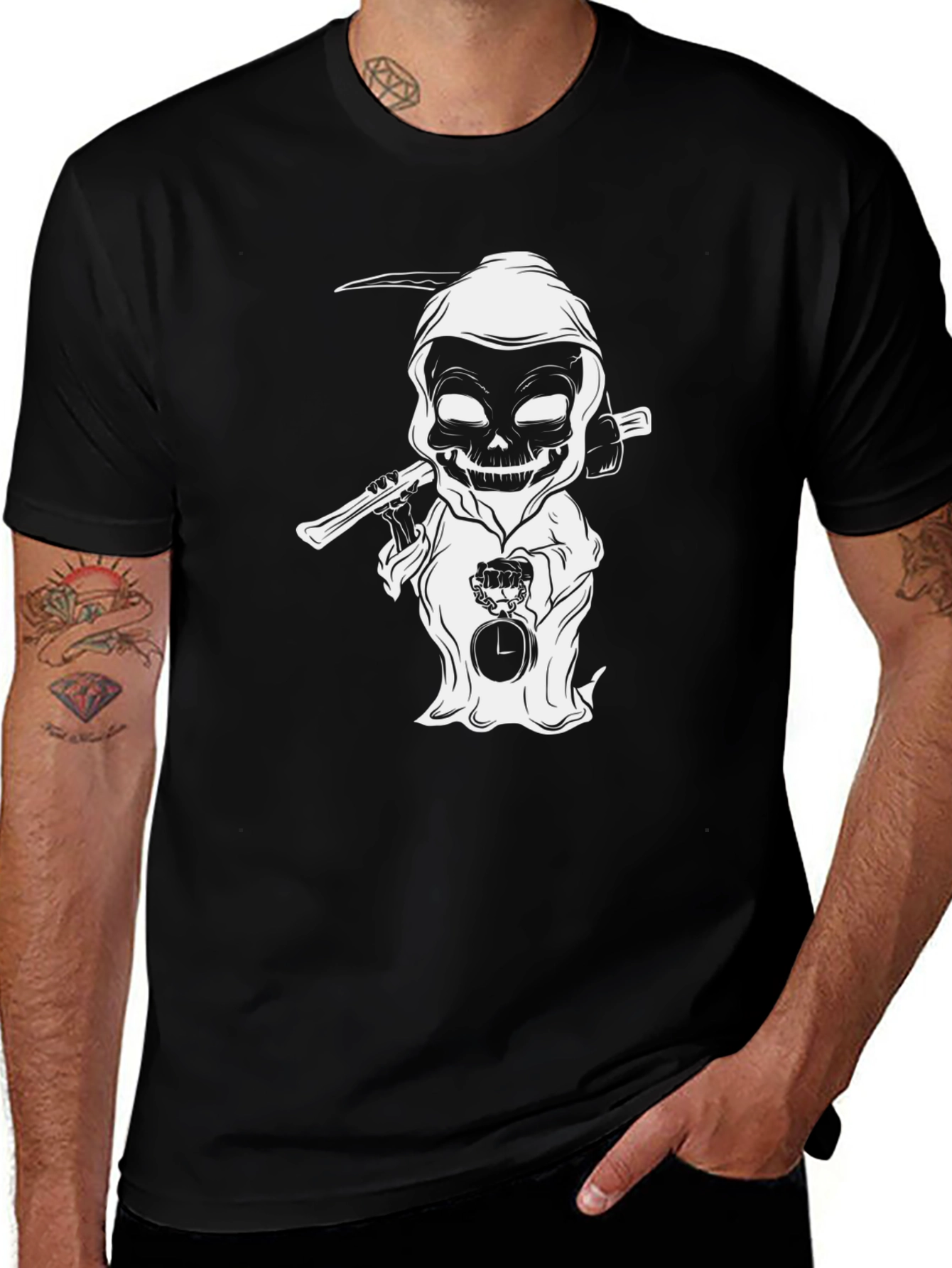 Variant 17 of Grim Reaper Cartoon Black T-Shirt