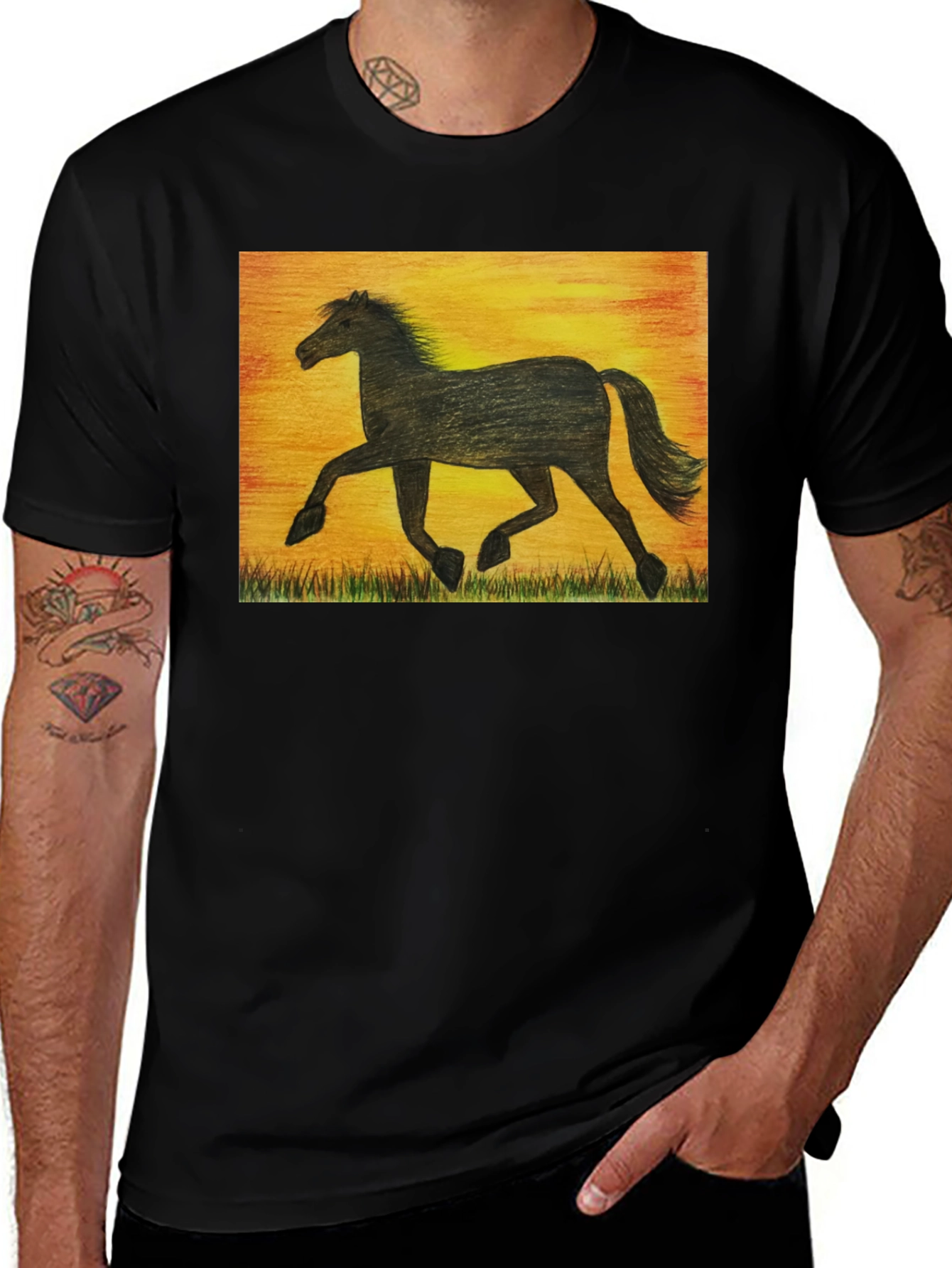 Variant 10 of Horse Silhouette Graphic Tee - Sunset Design