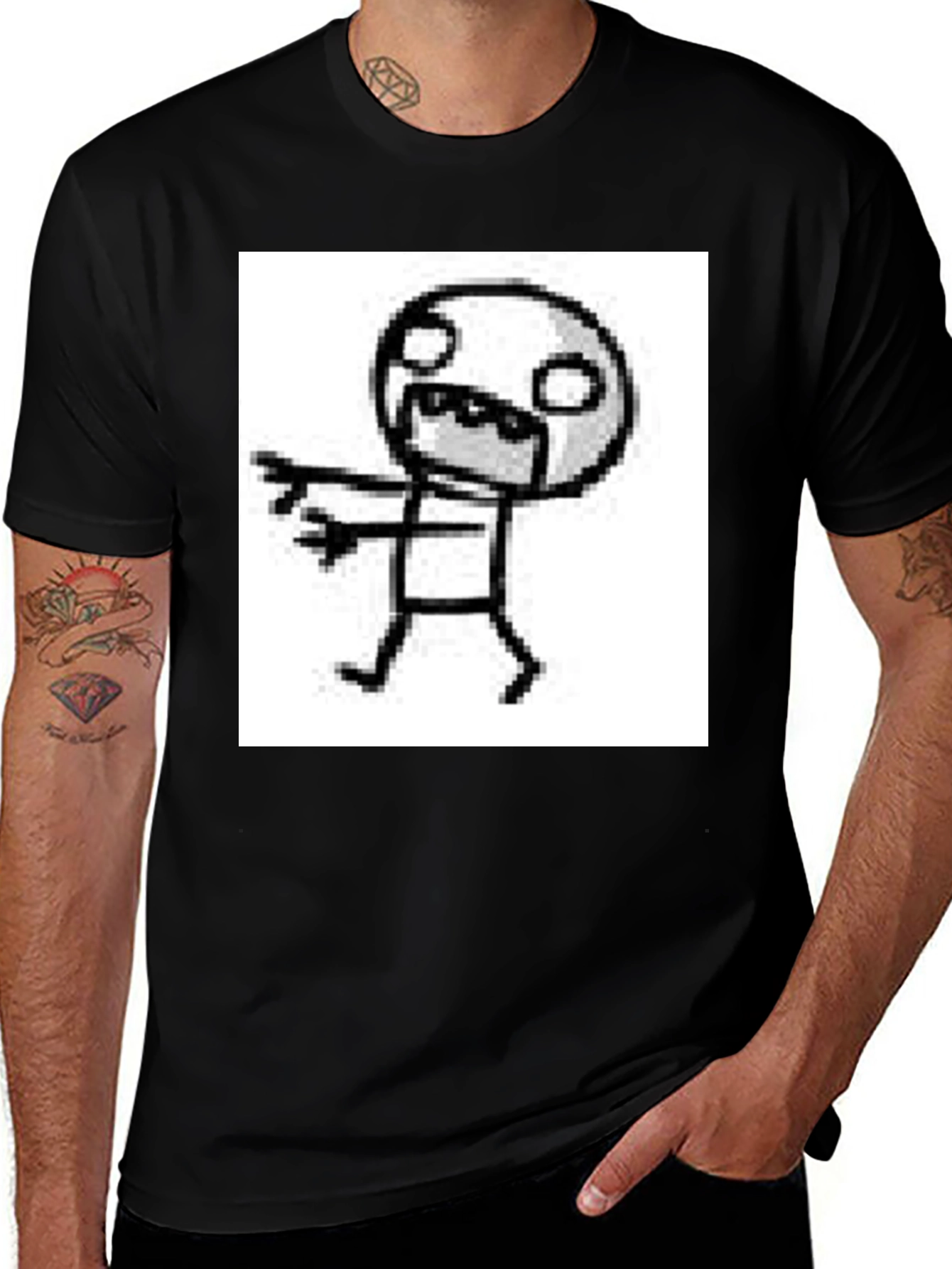 Variant 20 of Black Tee with Funny Doodle Graphic