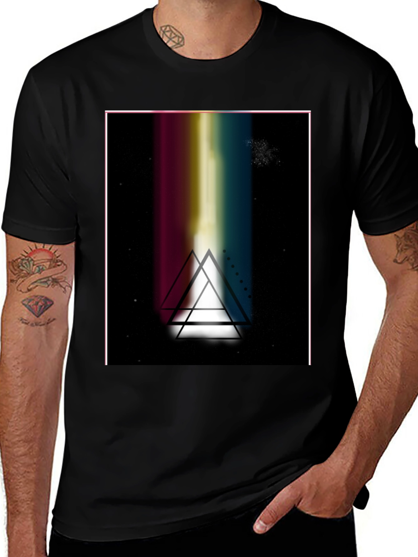 Variant 23 of Prism Triangle Graphic Black T-Shirt