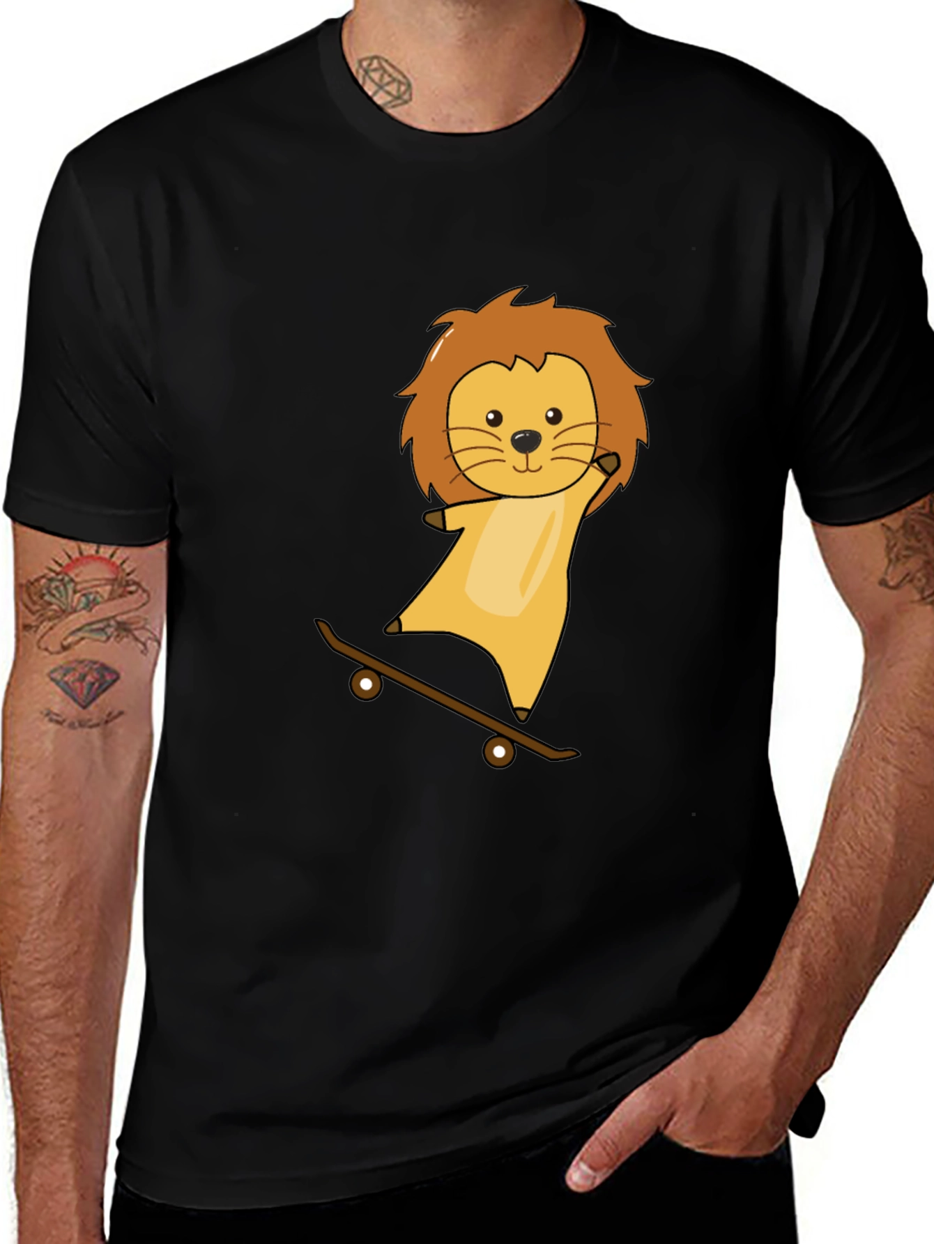 Variant 17 of Lion Skateboard Black T-Shirt