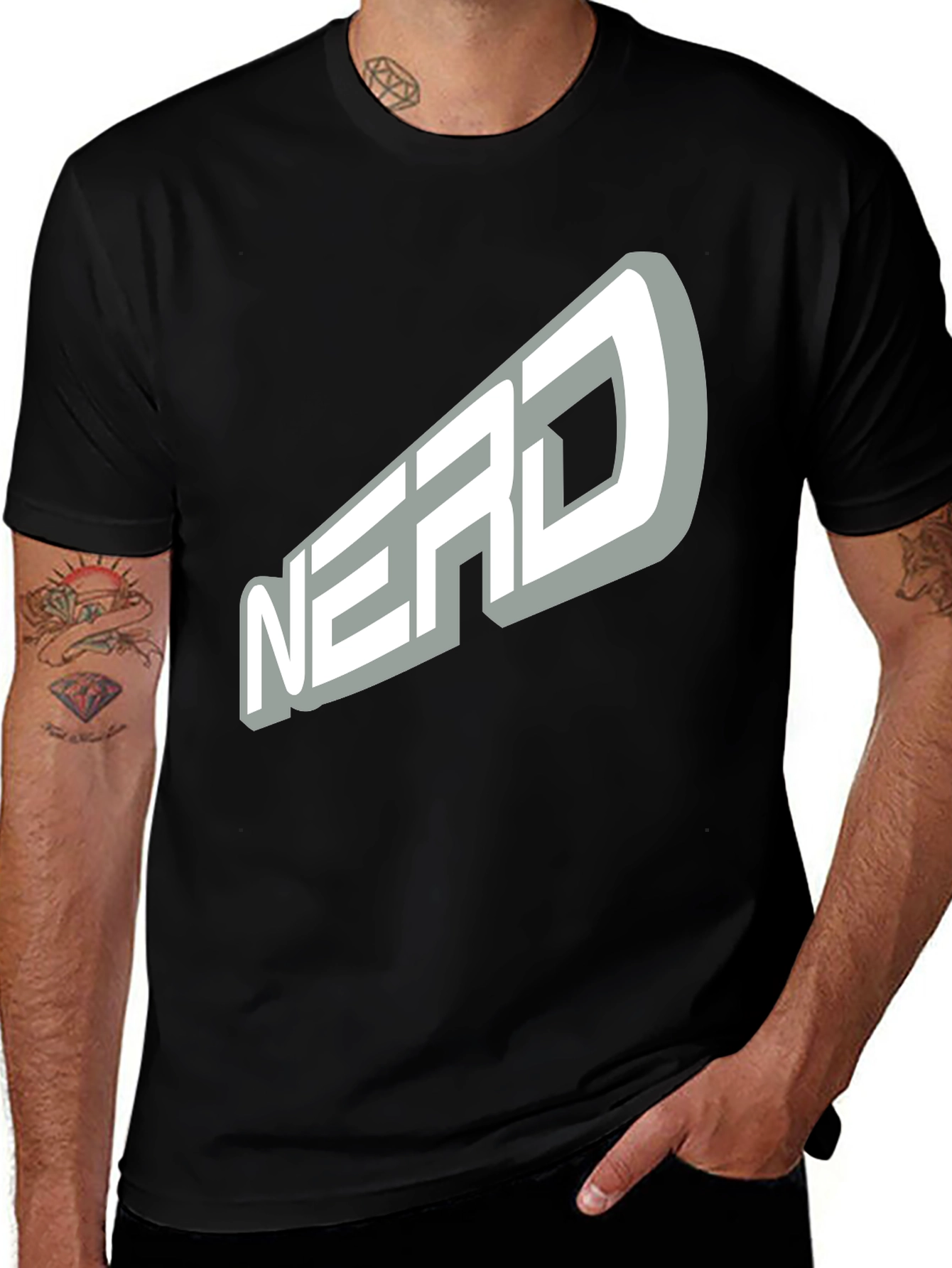 Variant 26 of Nerd Graphic T-Shirt - Black Casual Tee