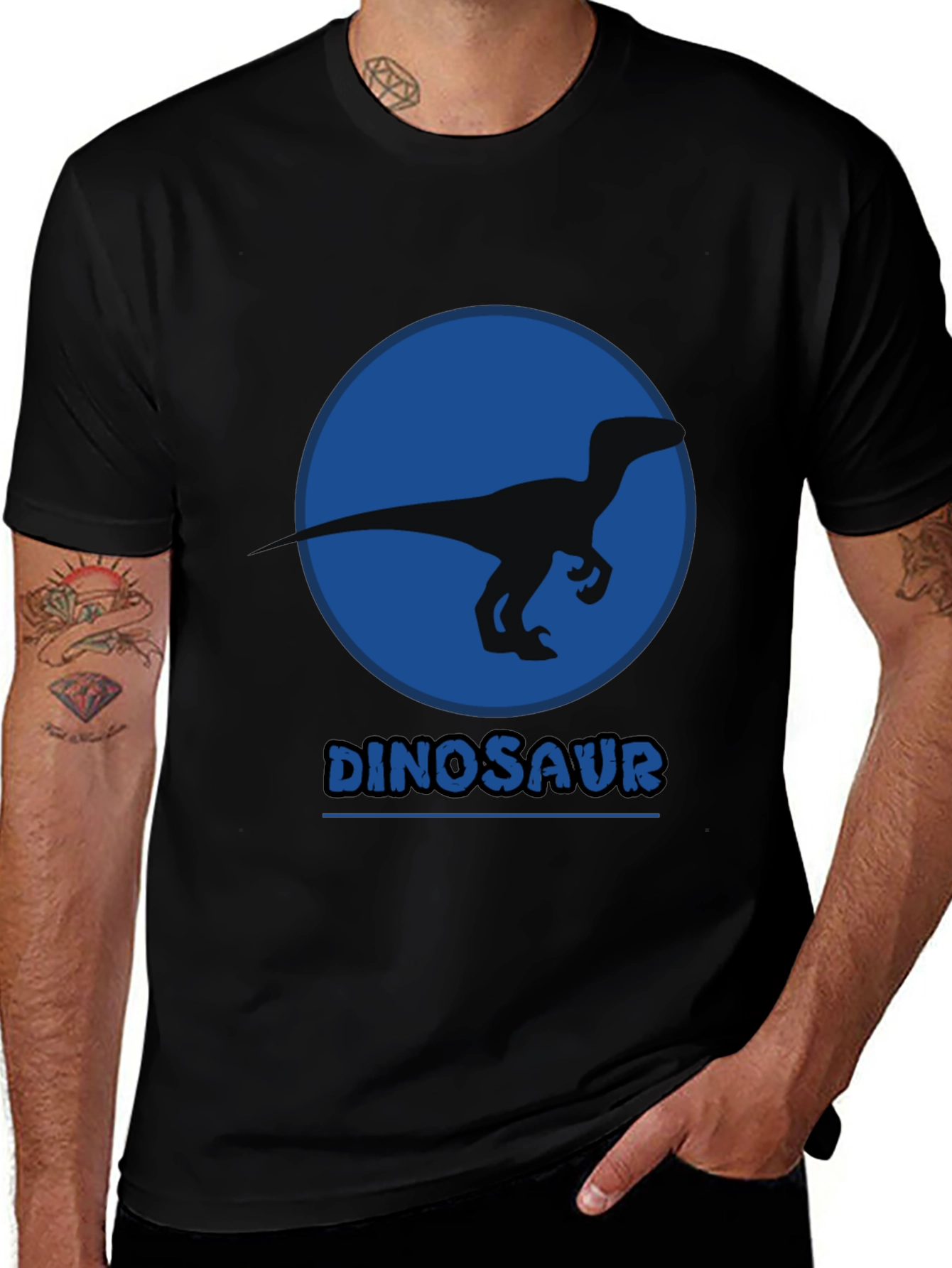 Variant 2 of Dinosaur Silhouette Graphic Print Black T-Shirt