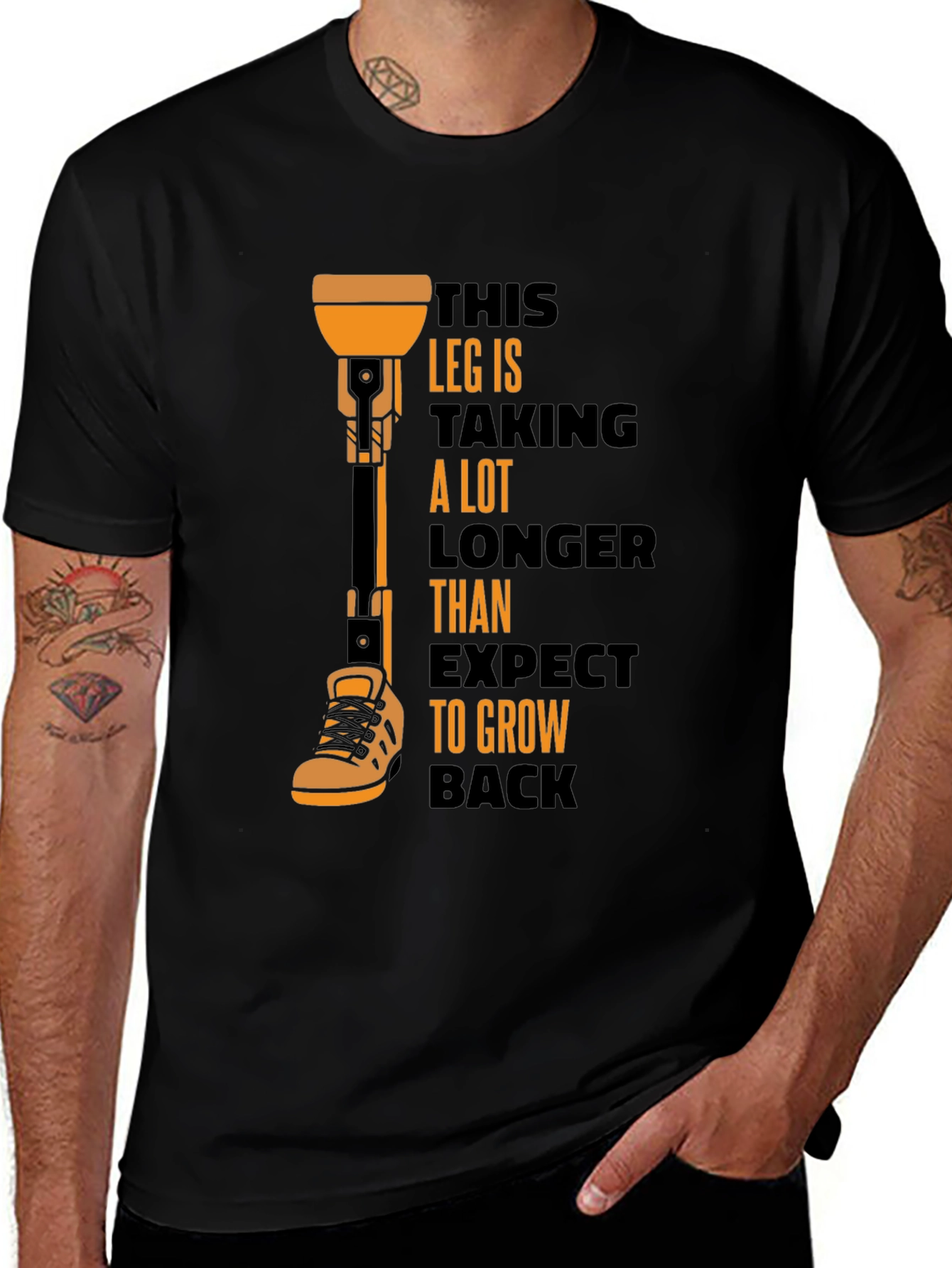 Variant 18 of Humorous Prosthetic Leg T-Shirt