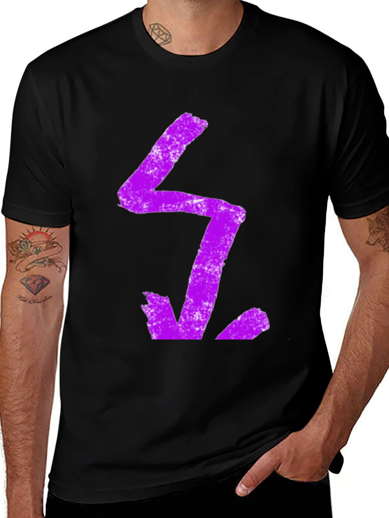 Variant 26 of Purple Geometric Graphic Print Black T-Shirt