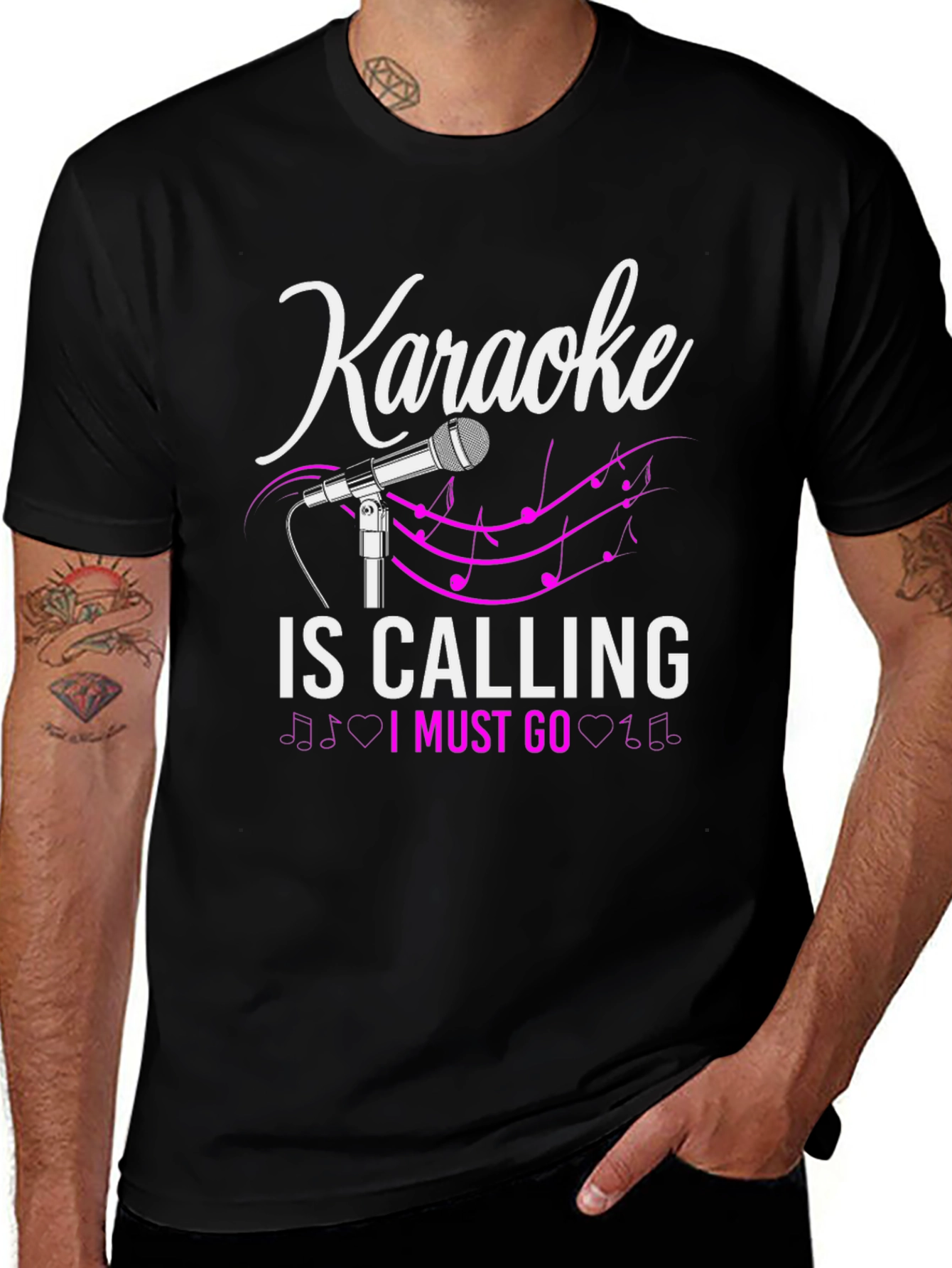 Variant 18 of Karaoke Calling Black Graphic T-Shirt