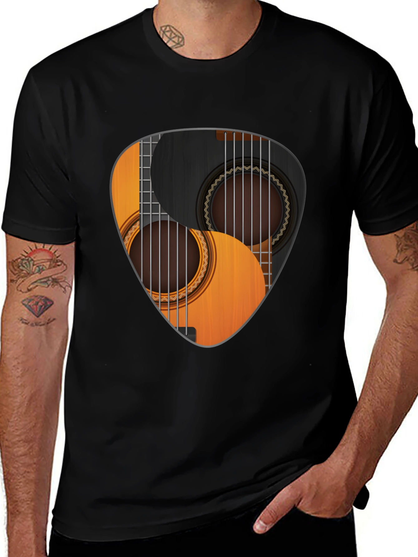 Variant 22 of Guitar Pick Yin Yang Graphic T-Shirt