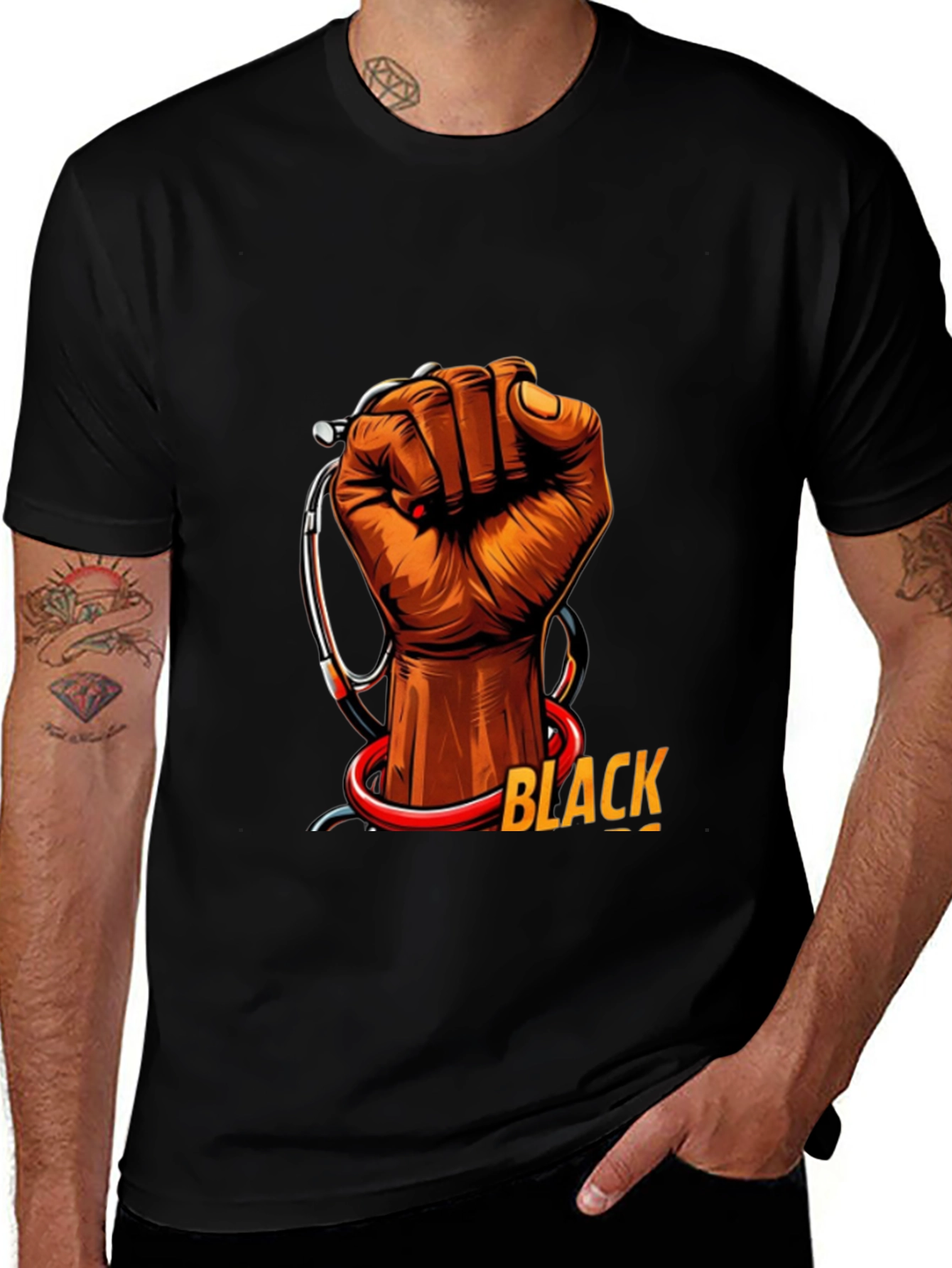 Variant 27 of Black Health Provider Fist Graphic Tee