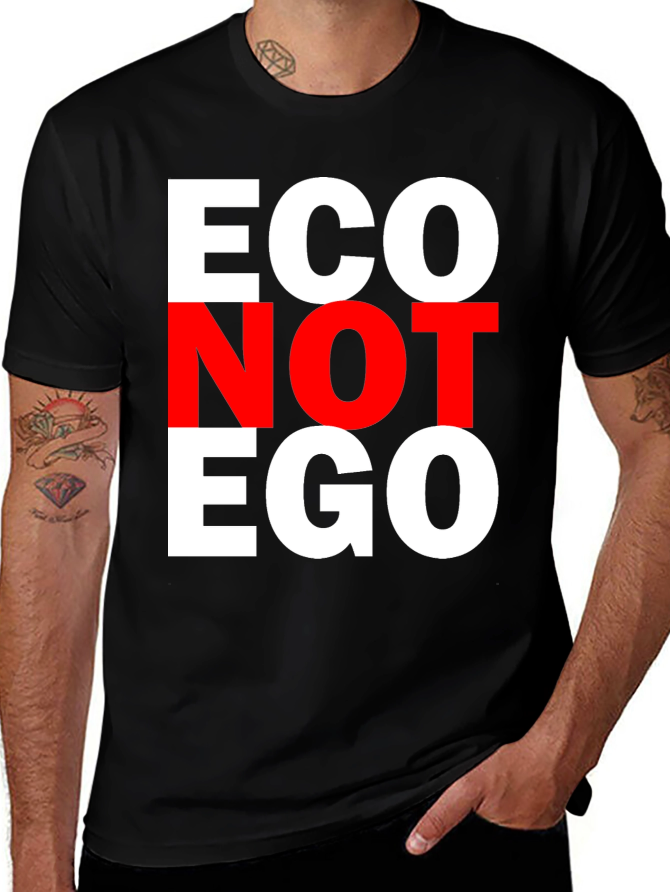 Variant 5 of Eco Not Ego T-Shirt - Black Cotton Tee