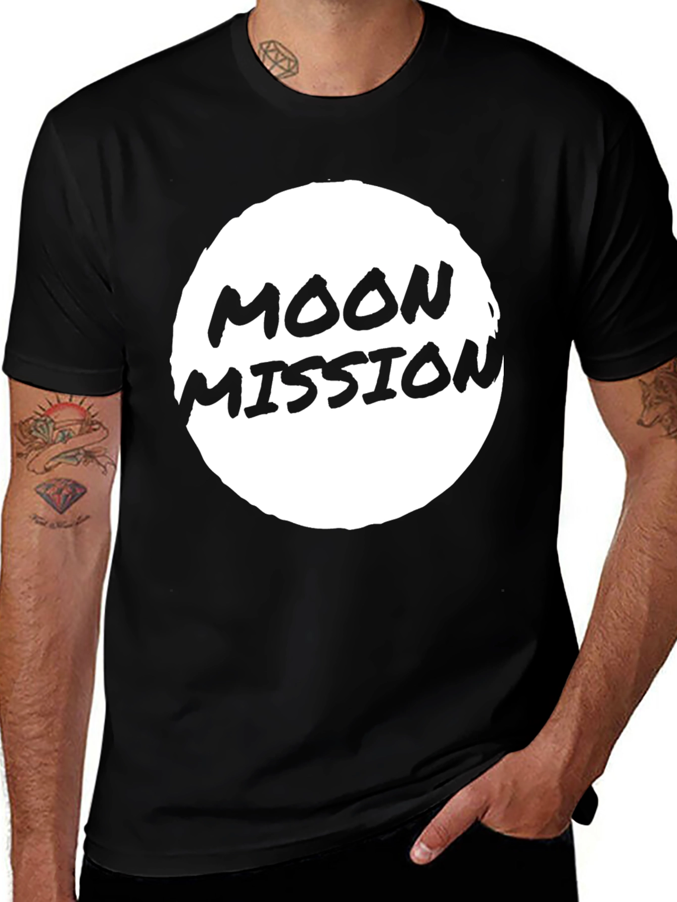 Moon Mission Graphic Black T-Shirt