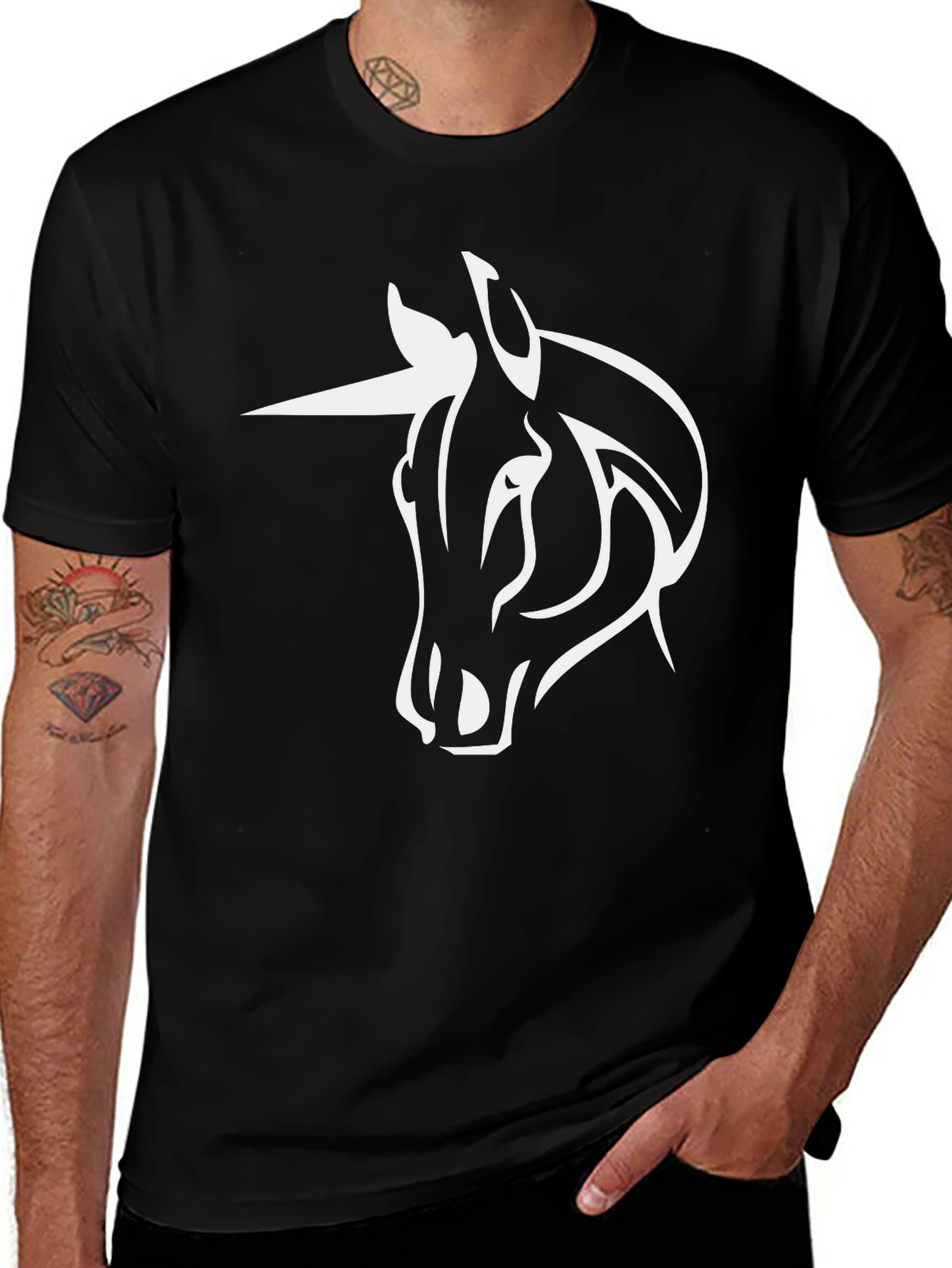 Variant 22 of Unicorn Graphic Tee - Black Cotton Blend