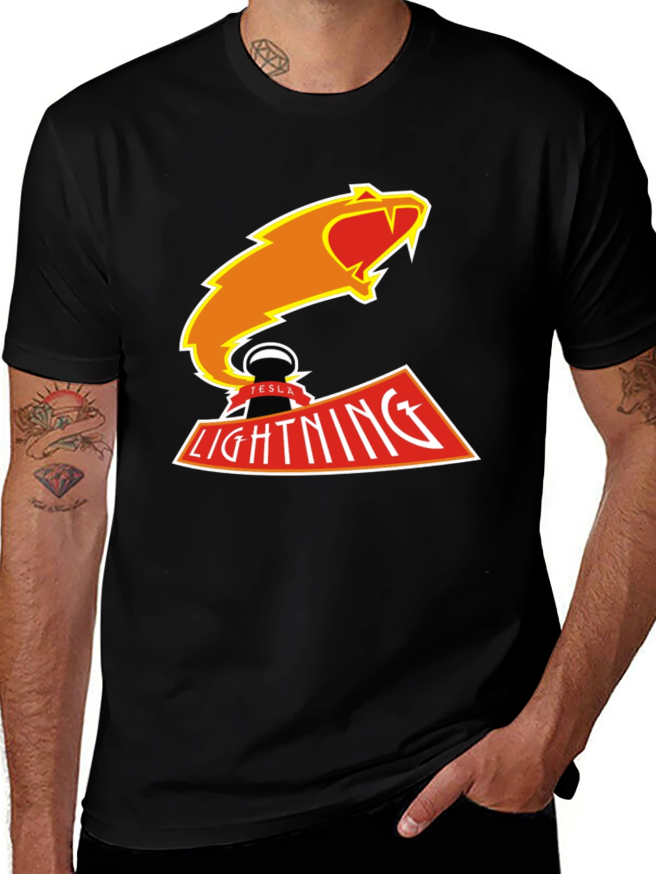 Tesla Lightning T-Shirt - Black Graphic Tee