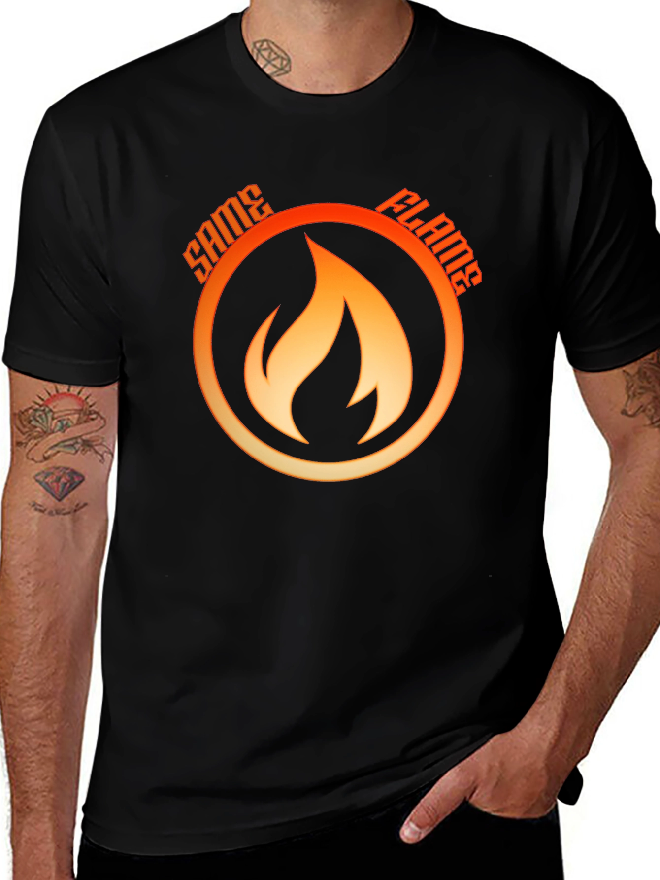 Black Same Flame T-Shirt - Bold Graphic Tee main image