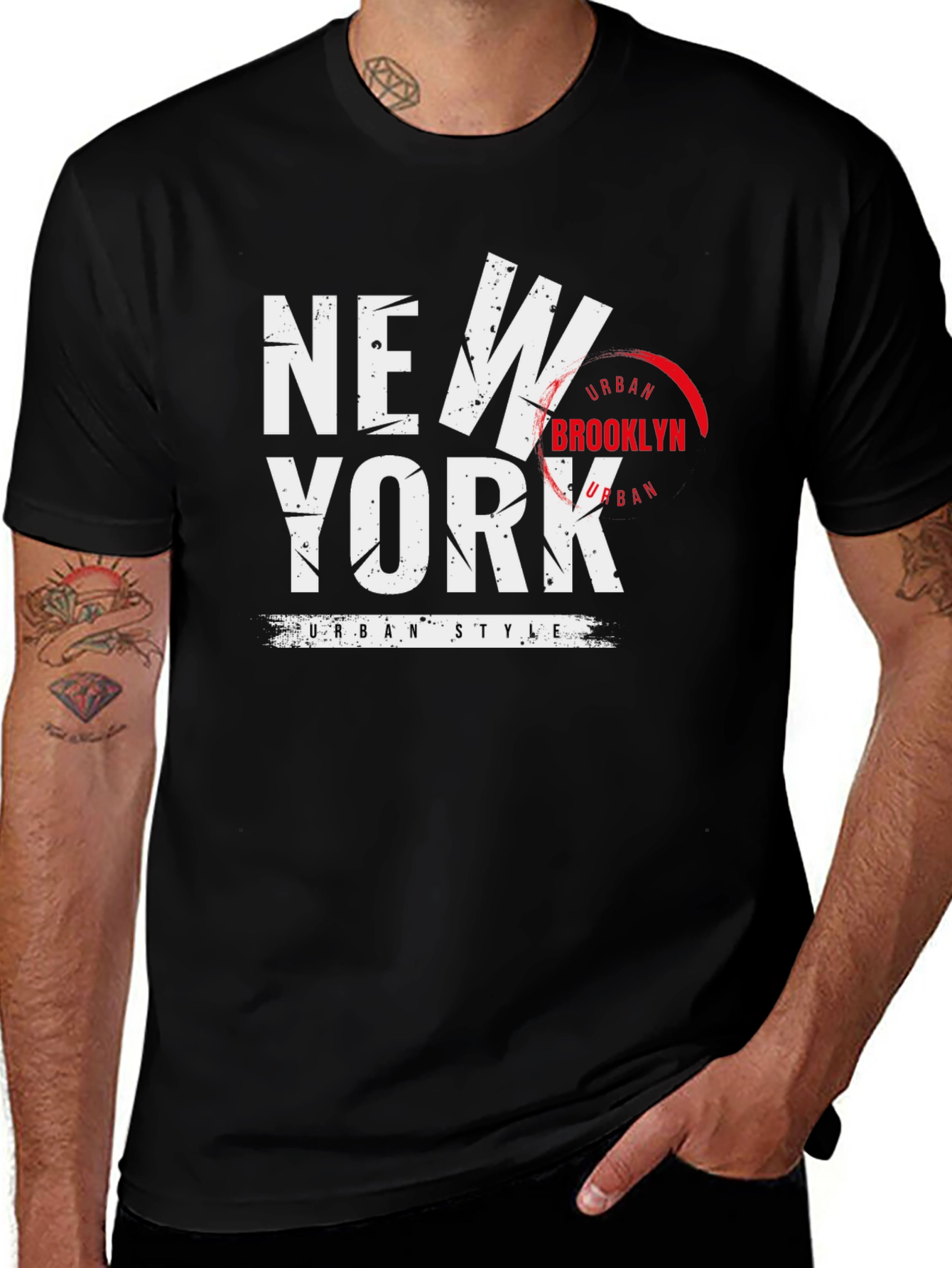 Variant 30 of Urban Style New York Brooklyn Graphic Tee - Black