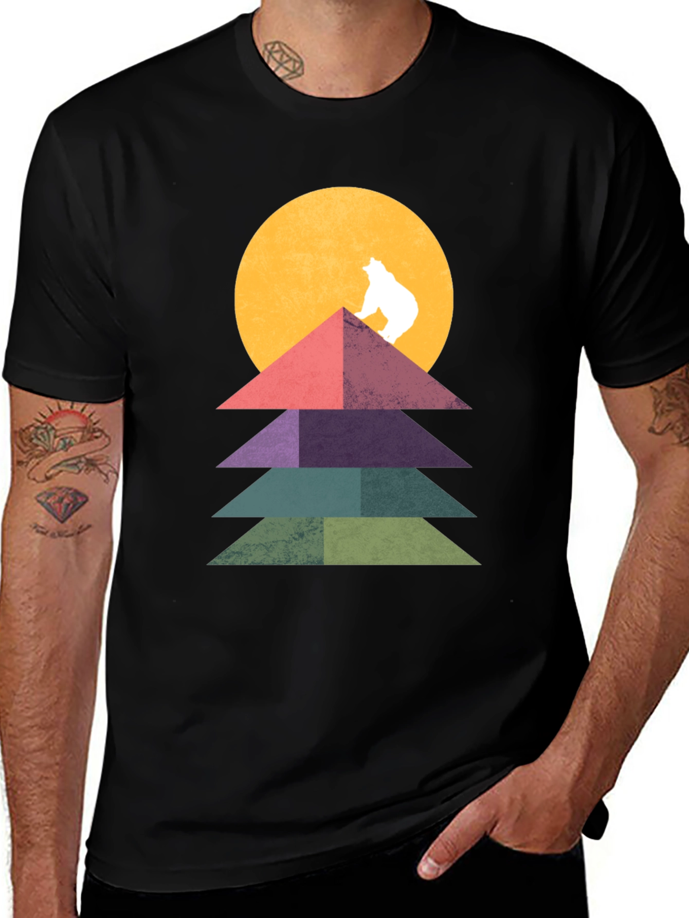 Variant 12 of Geometric Bear Peak Graphic Tee - Soft Cotton