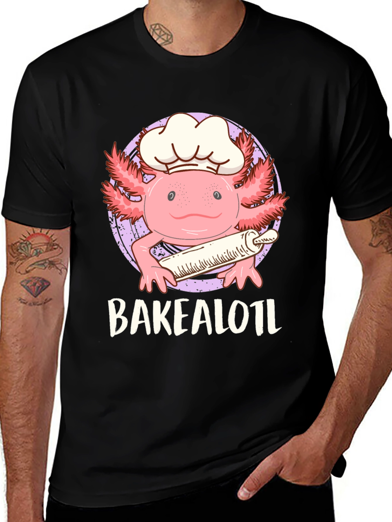 Black Bakealotl Axolotl Chef T-Shirt - Cute Baking Tee main image