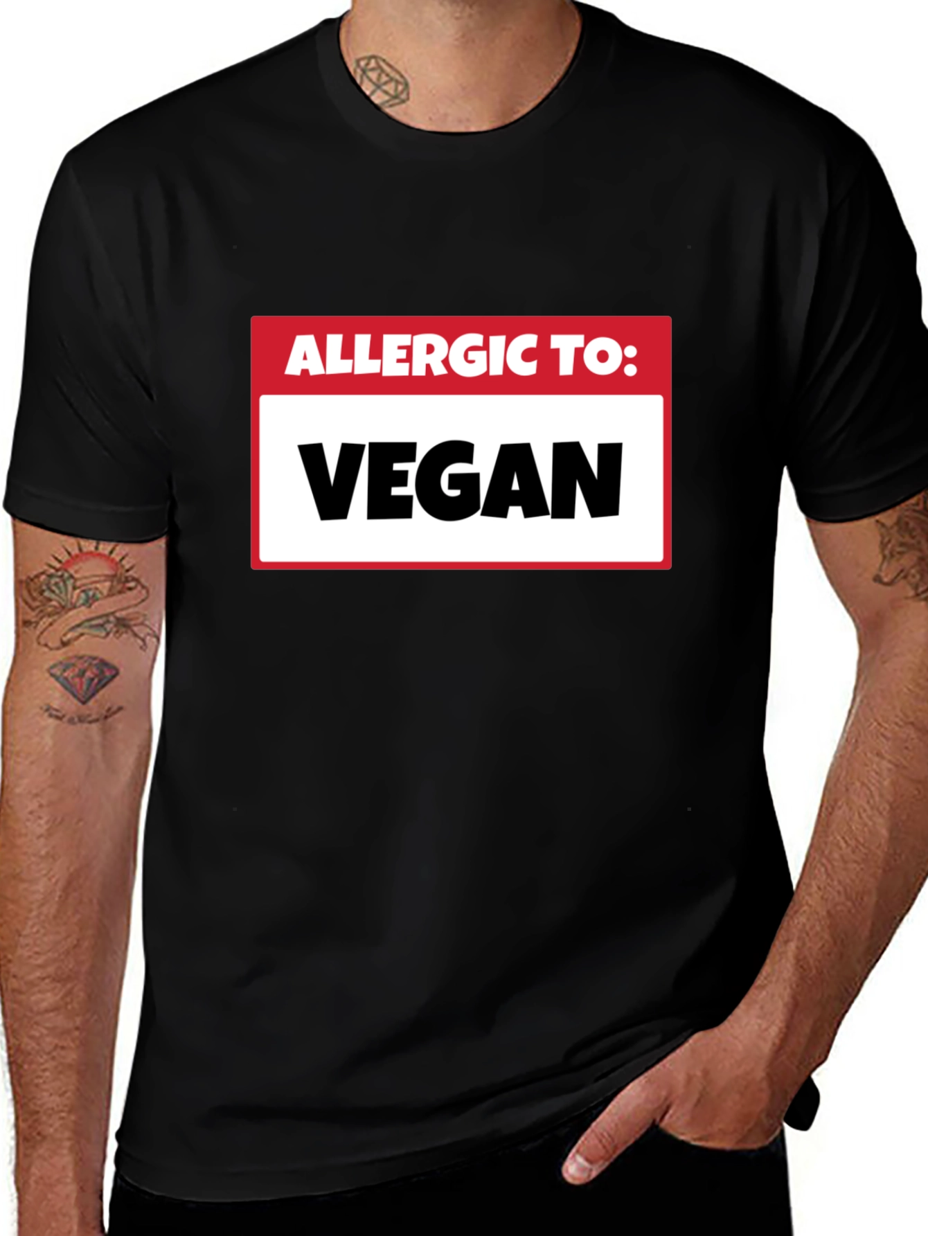 Variant 21 of Allergic to Vegan Funny Slogan Graphic Tee
