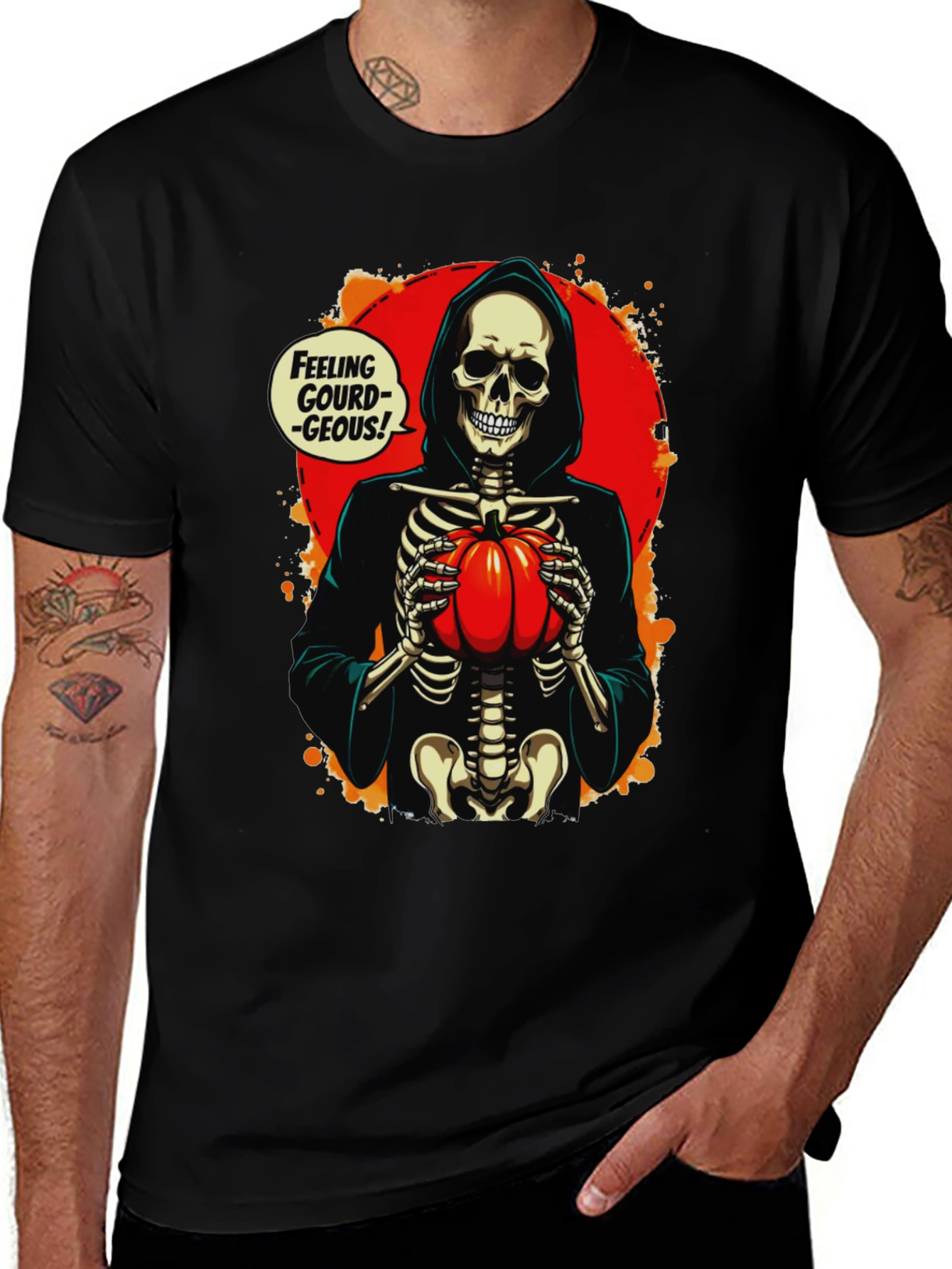 Variant 22 of Feeling Gourd-geous Halloween Skeleton T-Shirt