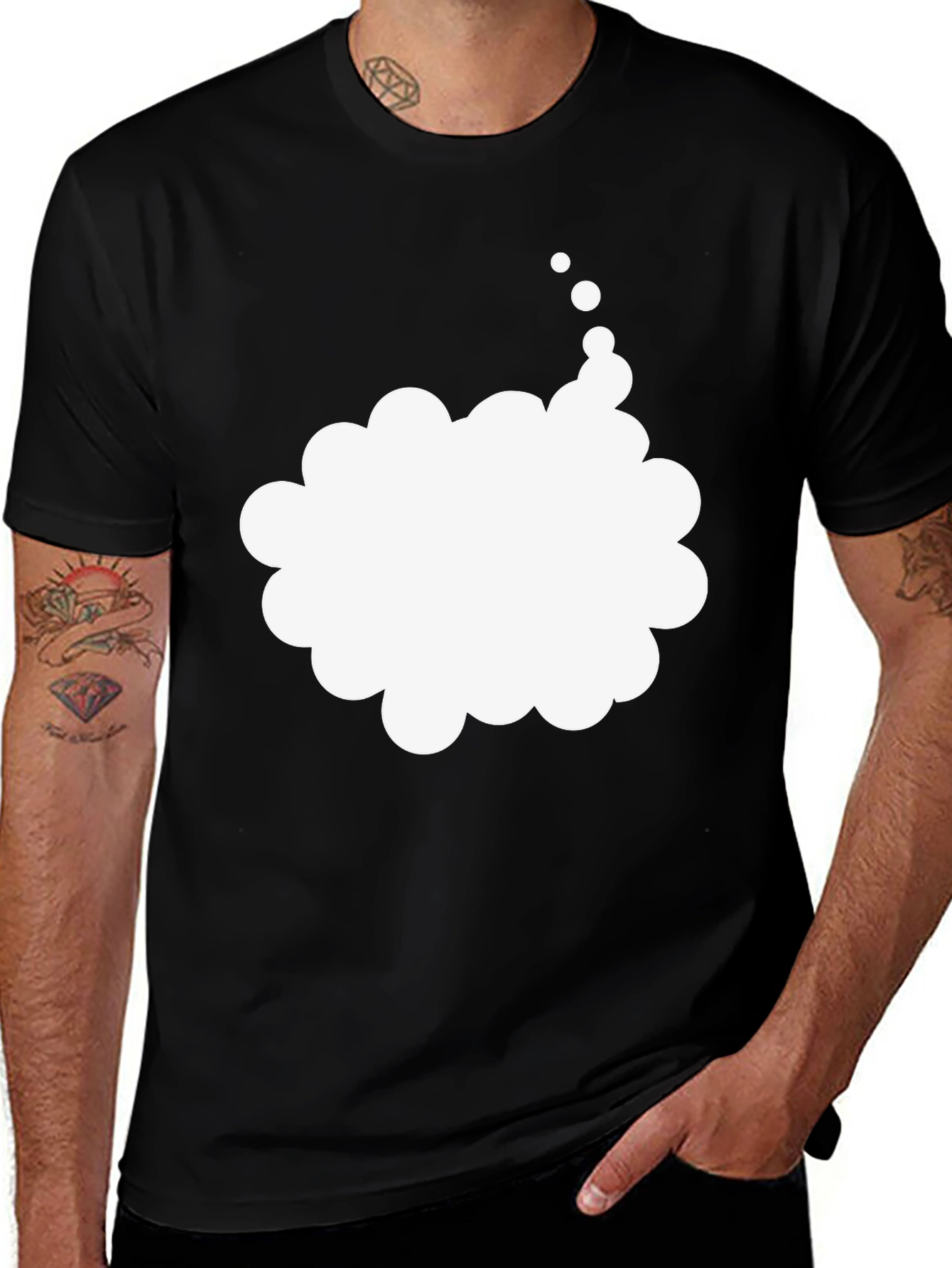 Variant 26 of Men's Black T-Shirt with Cloud Graphic