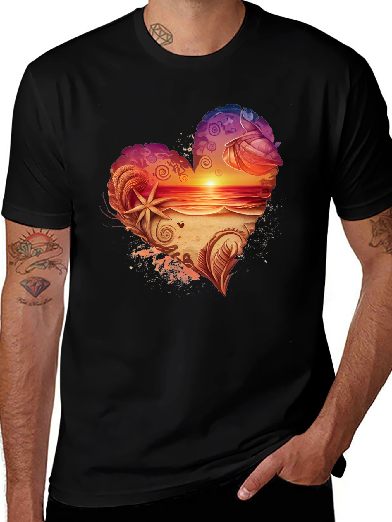 Variant 10 of Heart Sunset Beach Graphic T-Shirt