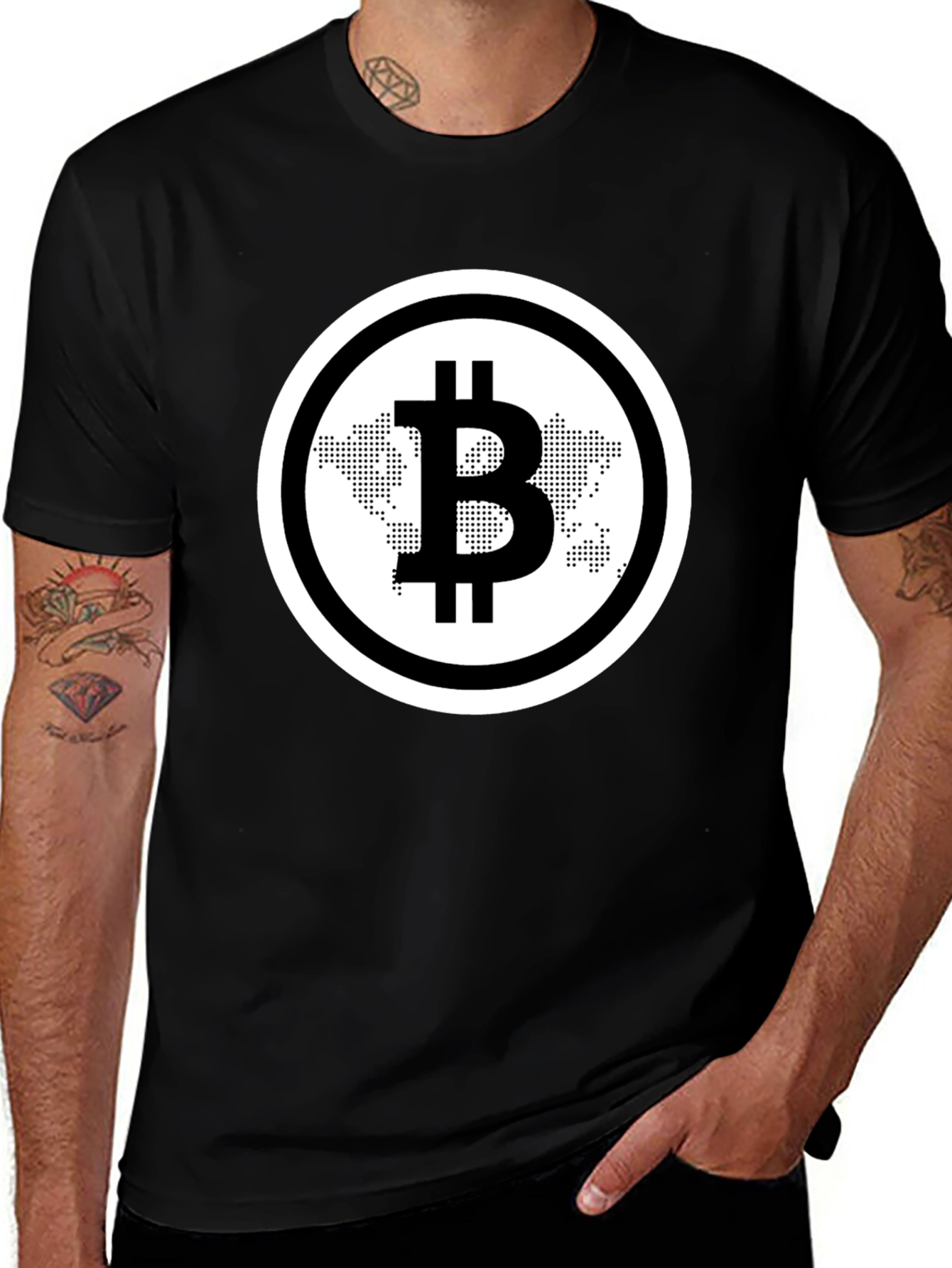 Bitcoin World Map Black T-Shirt