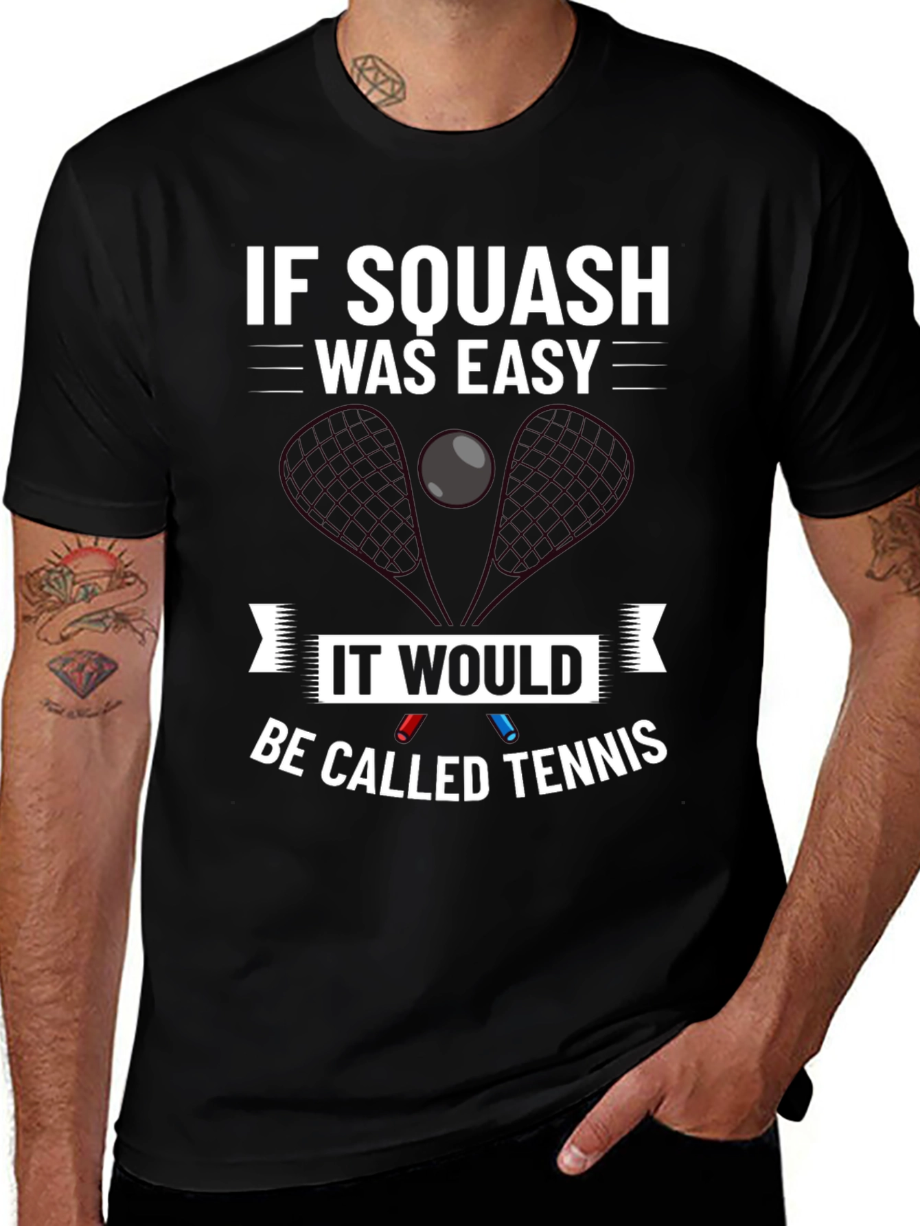 Variant 26 of Squash vs Tennis Funny Graphic T-Shirt
