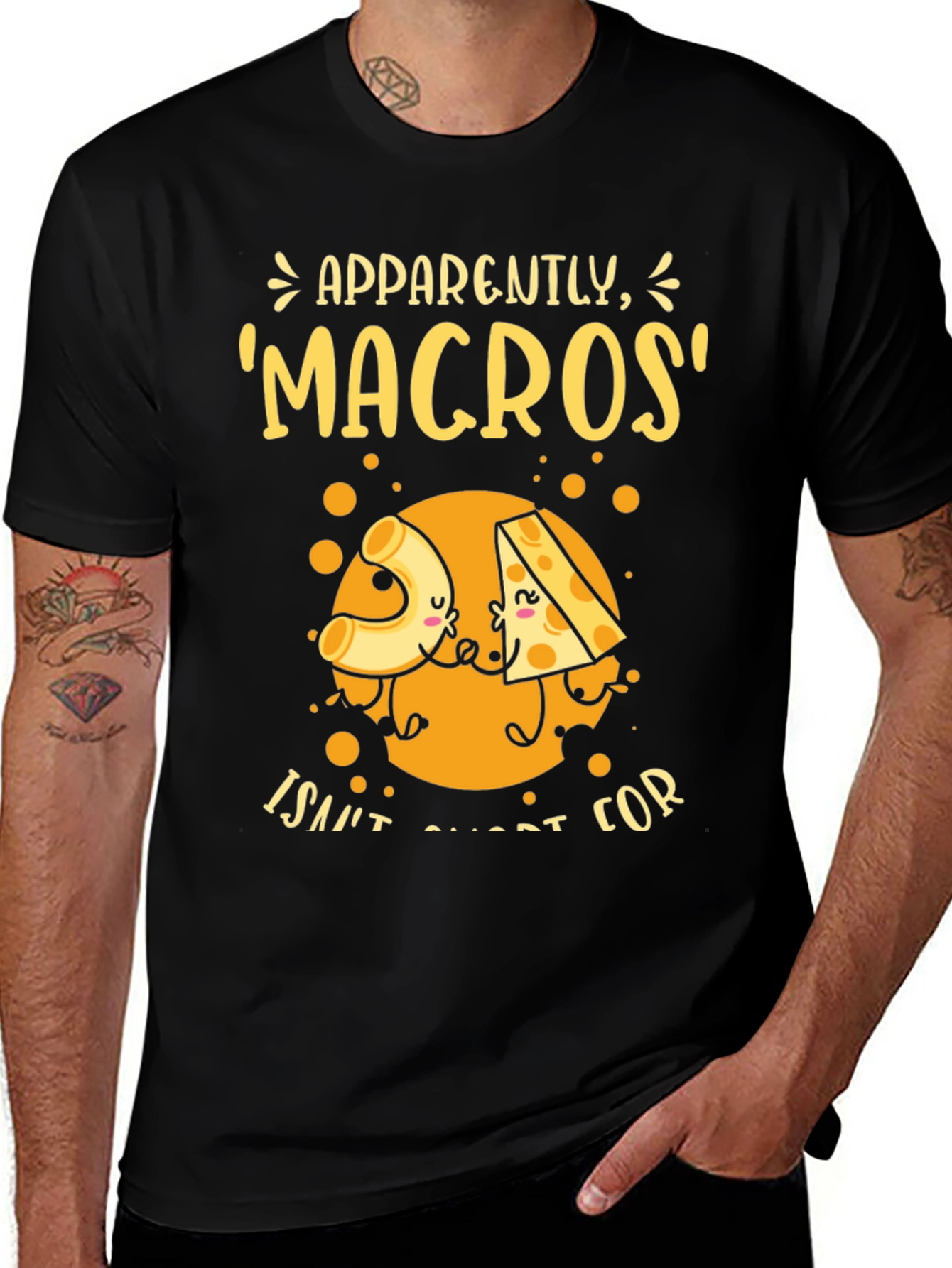 Variant 5 of Funny 'Macros' Pasta and Cheese Graphic T-Shirt