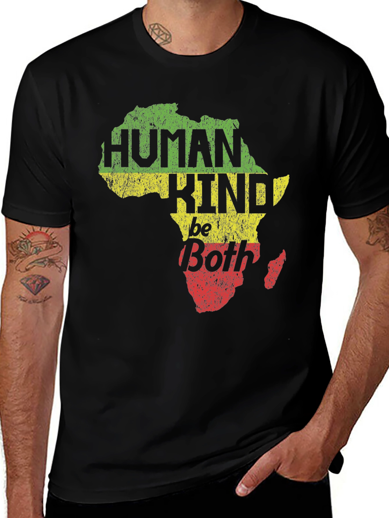 Variant 2 of Human Kind Be Both Africa Map T-Shirt
