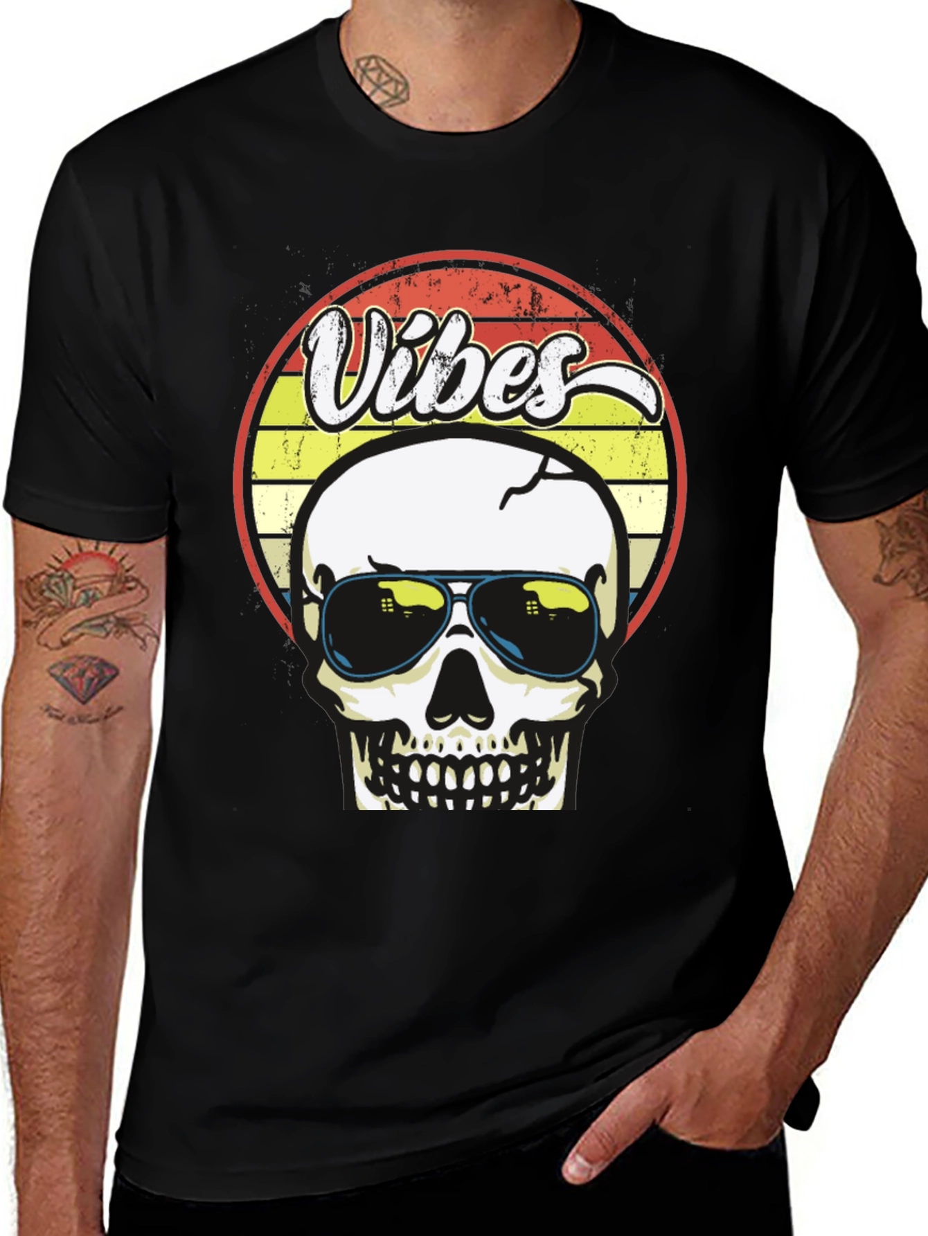 Variant 2 of Vibes Skull Graphic Tee - Black T-Shirt