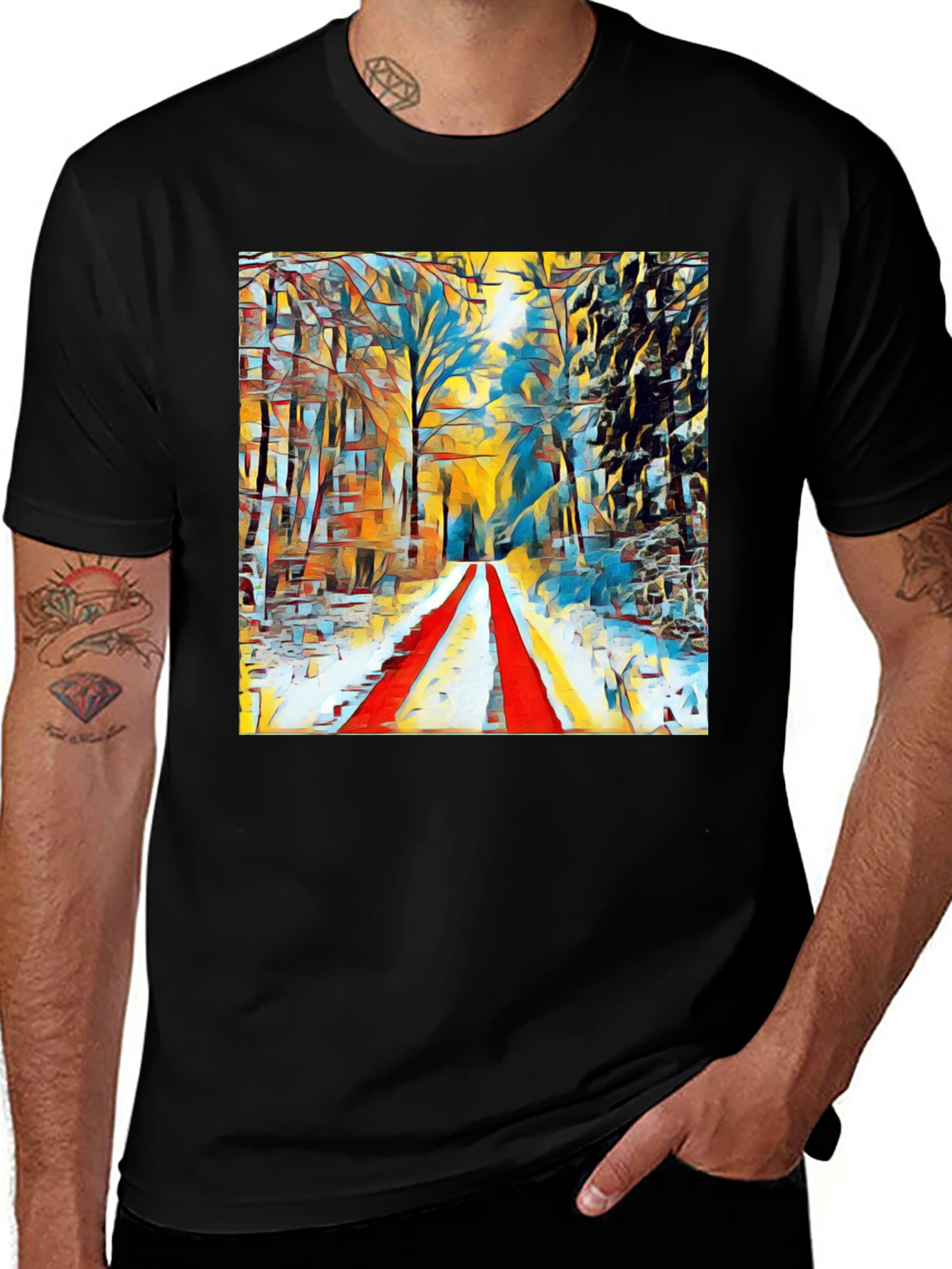Variant 13 of Abstract Winter Path T-Shirt - Artistic Graphic Tee