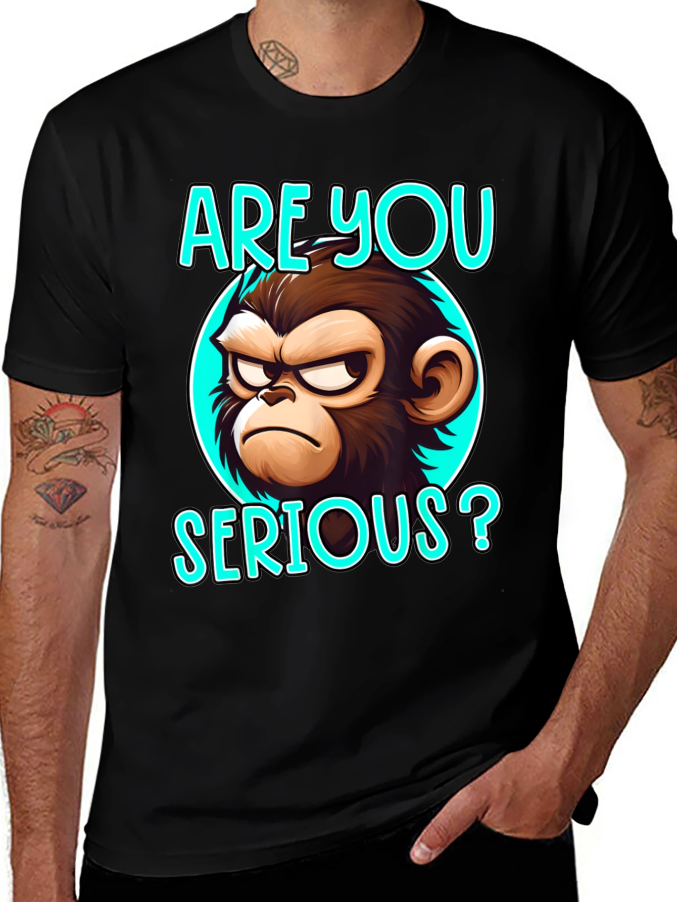 Variant 2 of Funny Monkey Graphic T-Shirt - Are You Serious?