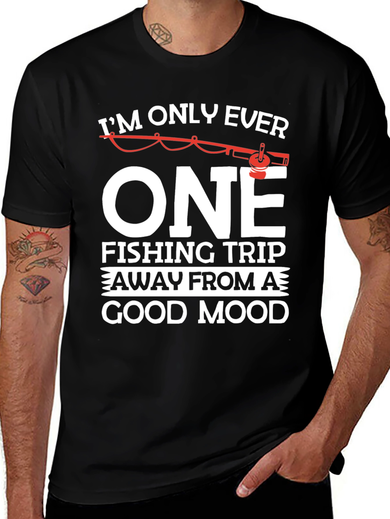 Variant 18 of Fishing Trip Good Mood Black Cotton T-Shirt