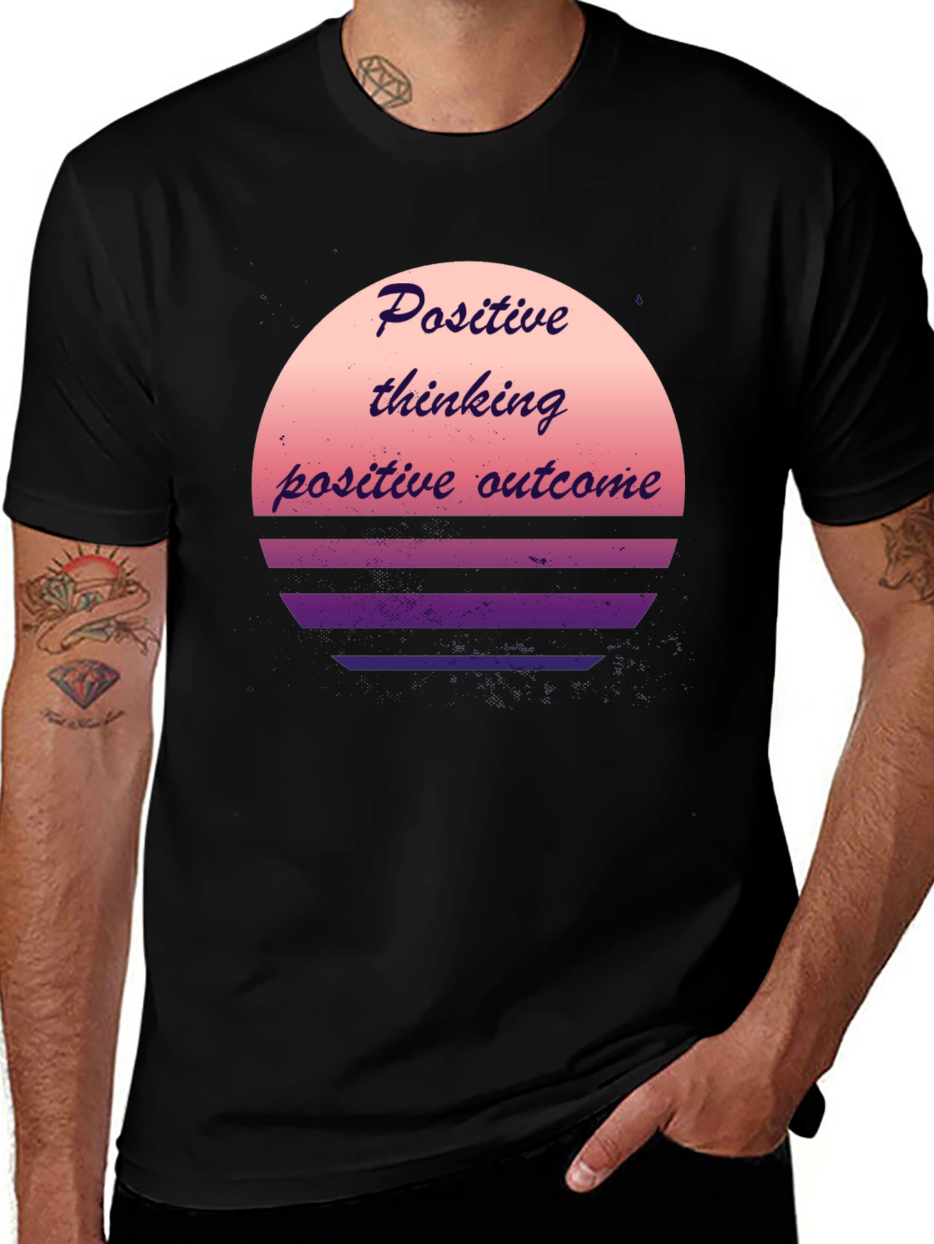 Variant 6 of Positive Thinking Graphic Tee - Black Shirt