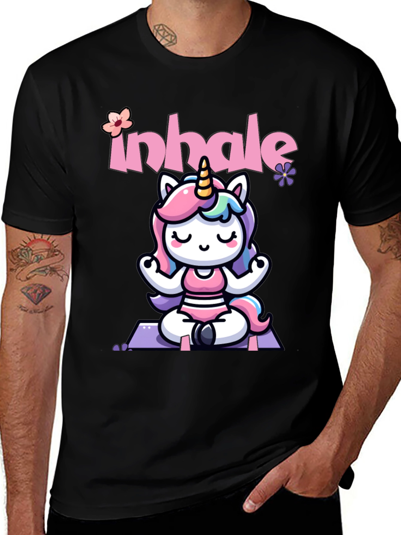Variant 14 of Yoga Unicorn Inhale T-Shirt - Meditation Tee