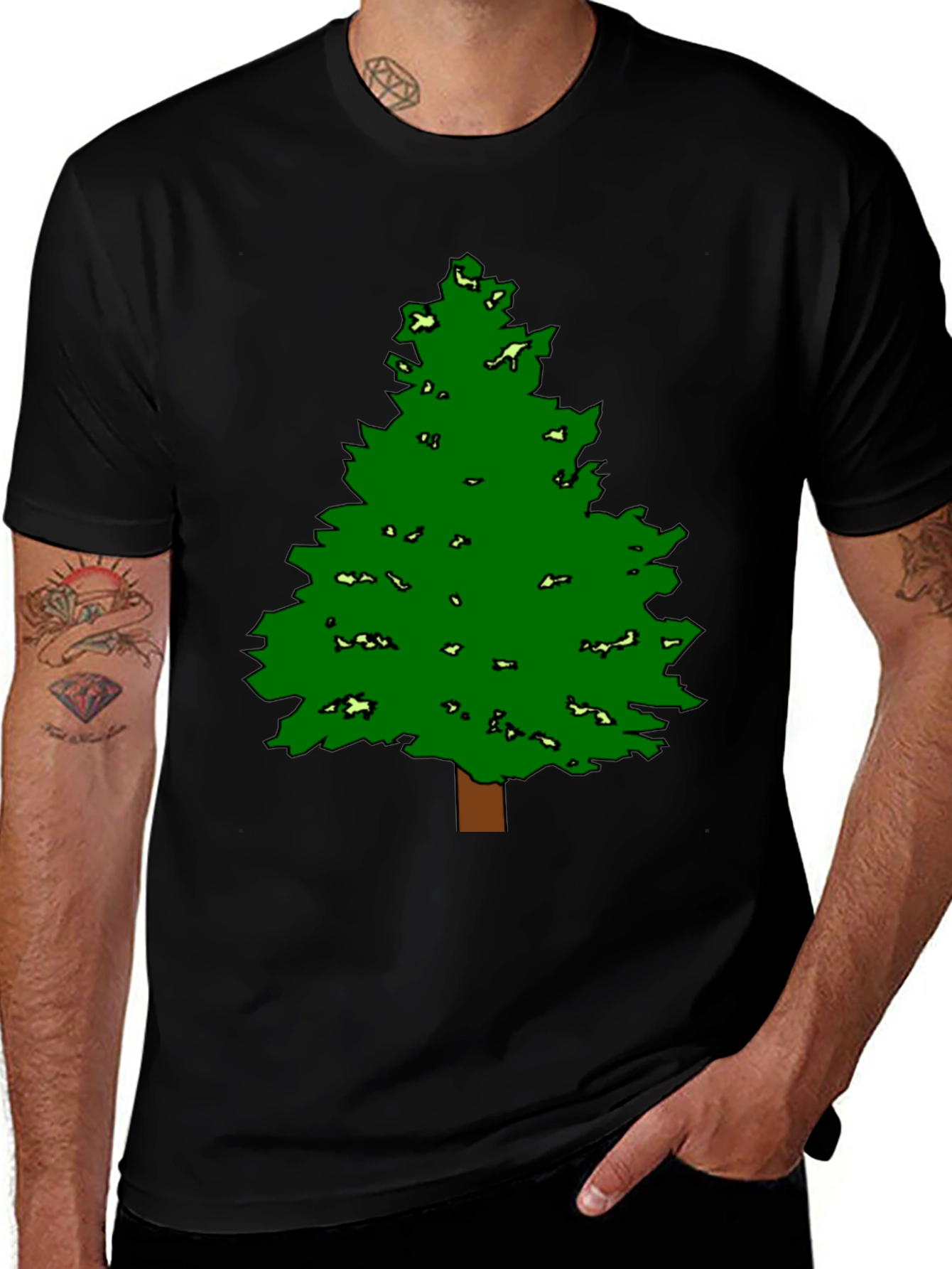Variant 13 of Fun Tree Graphic Tee - Black Cotton Blend