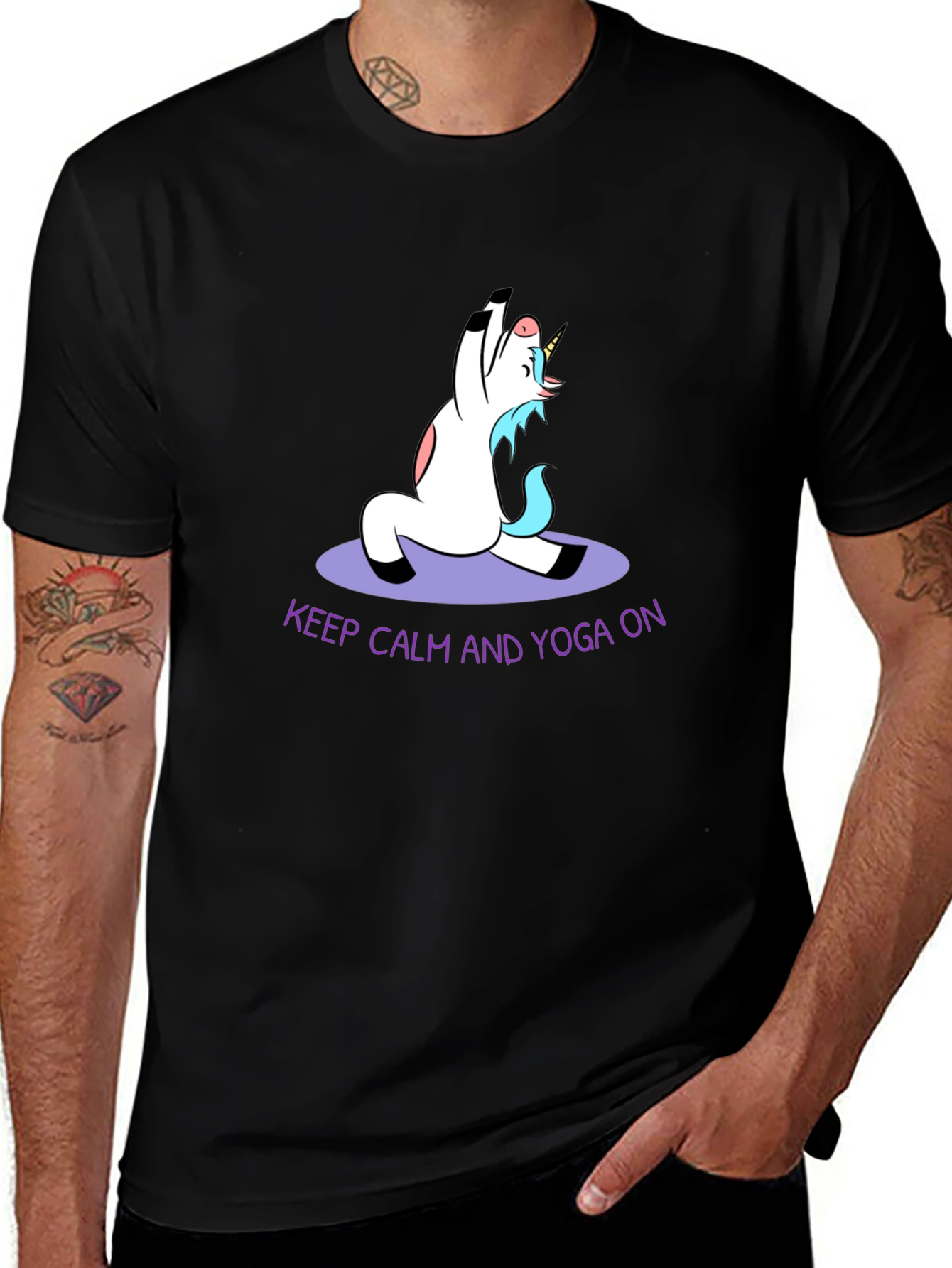 Variant 25 of Unicorn Yoga T-Shirt - Keep Calm and Yoga On!