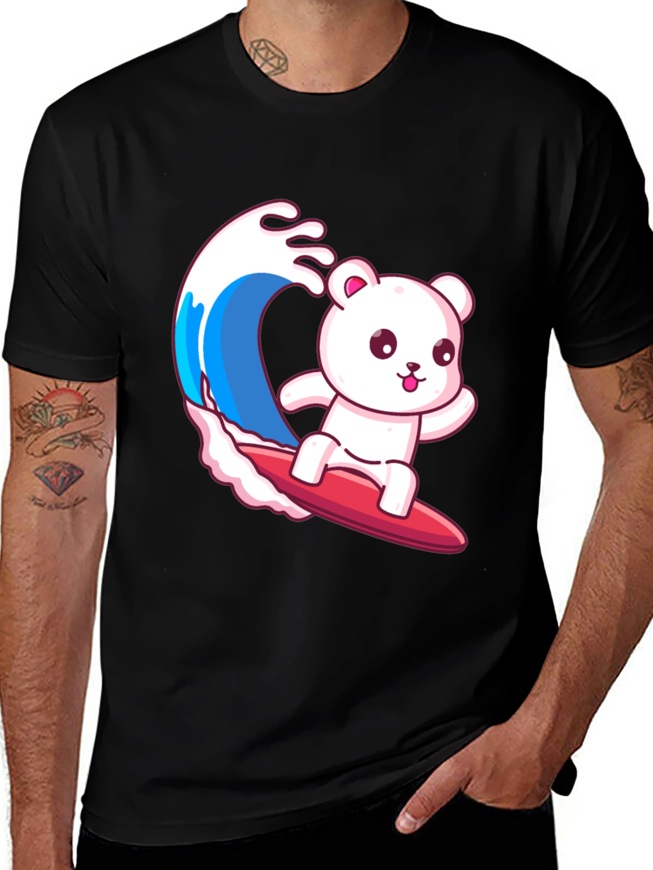 Variant 26 of Surfing Bear Graphic Tee