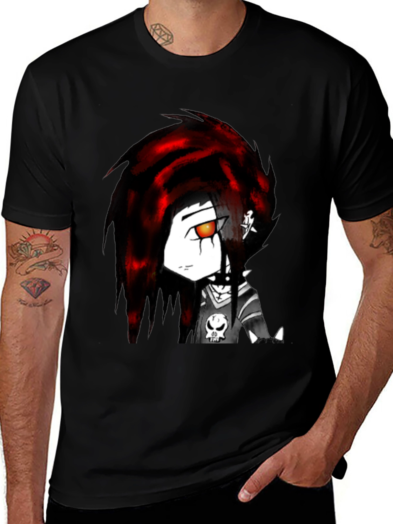 Variant 10 of Edgy Anime Graphic Tee - Black Cotton