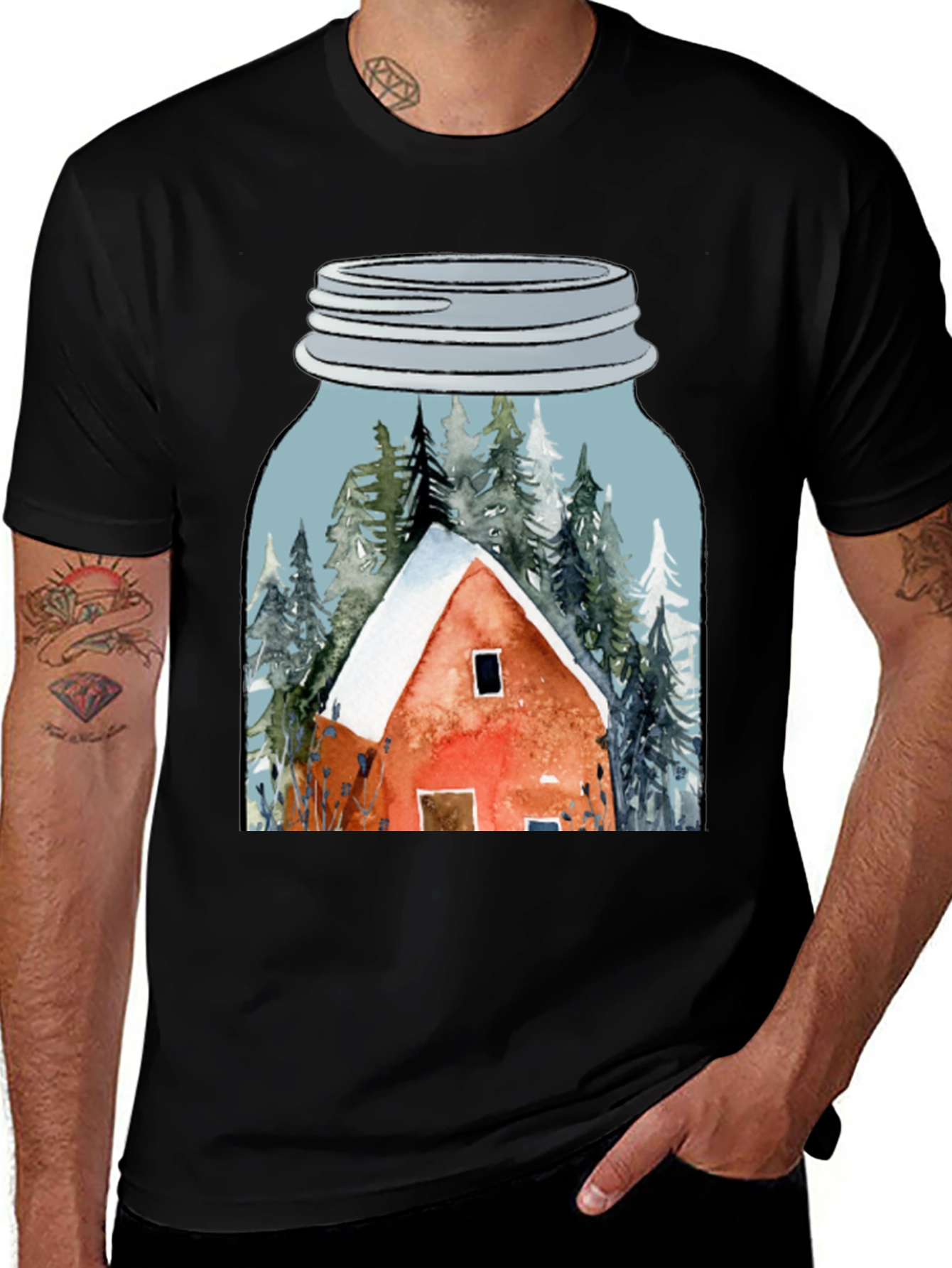 Black Cabin in a Jar Graphic Tee main image