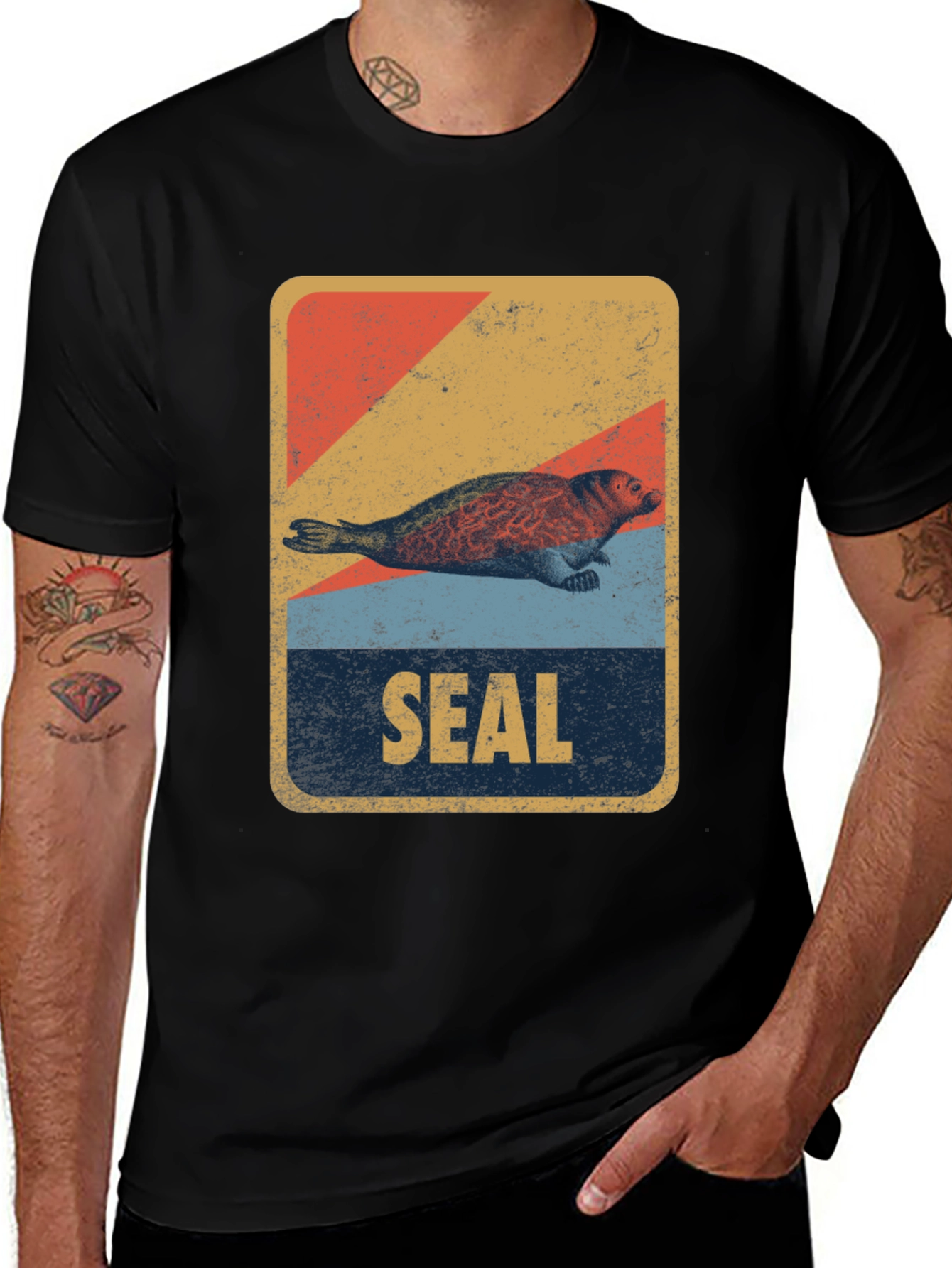 Variant 3 of Vintage Style Seal Graphic T-Shirt