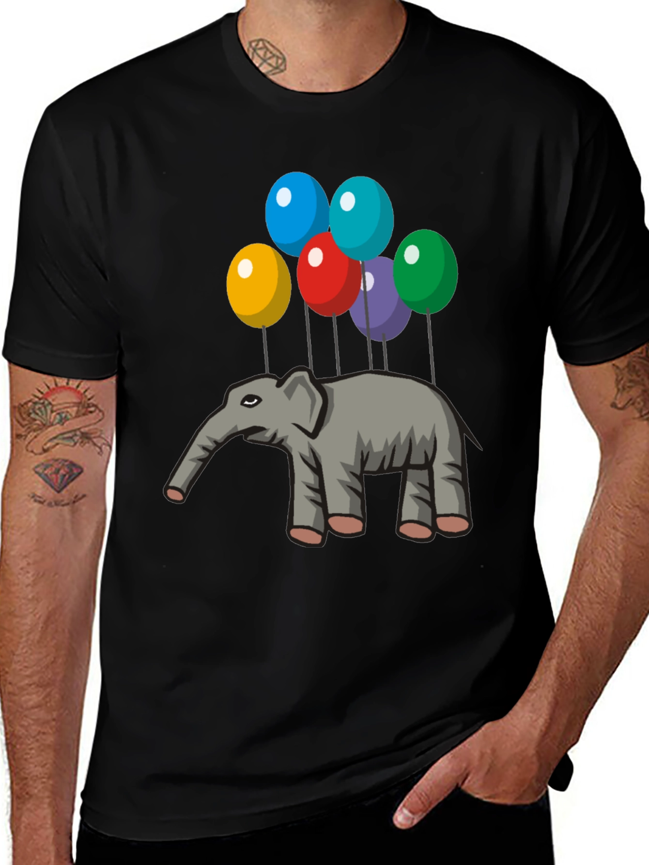 Variant 7 of Elephant Balloons Graphic Tee - Black