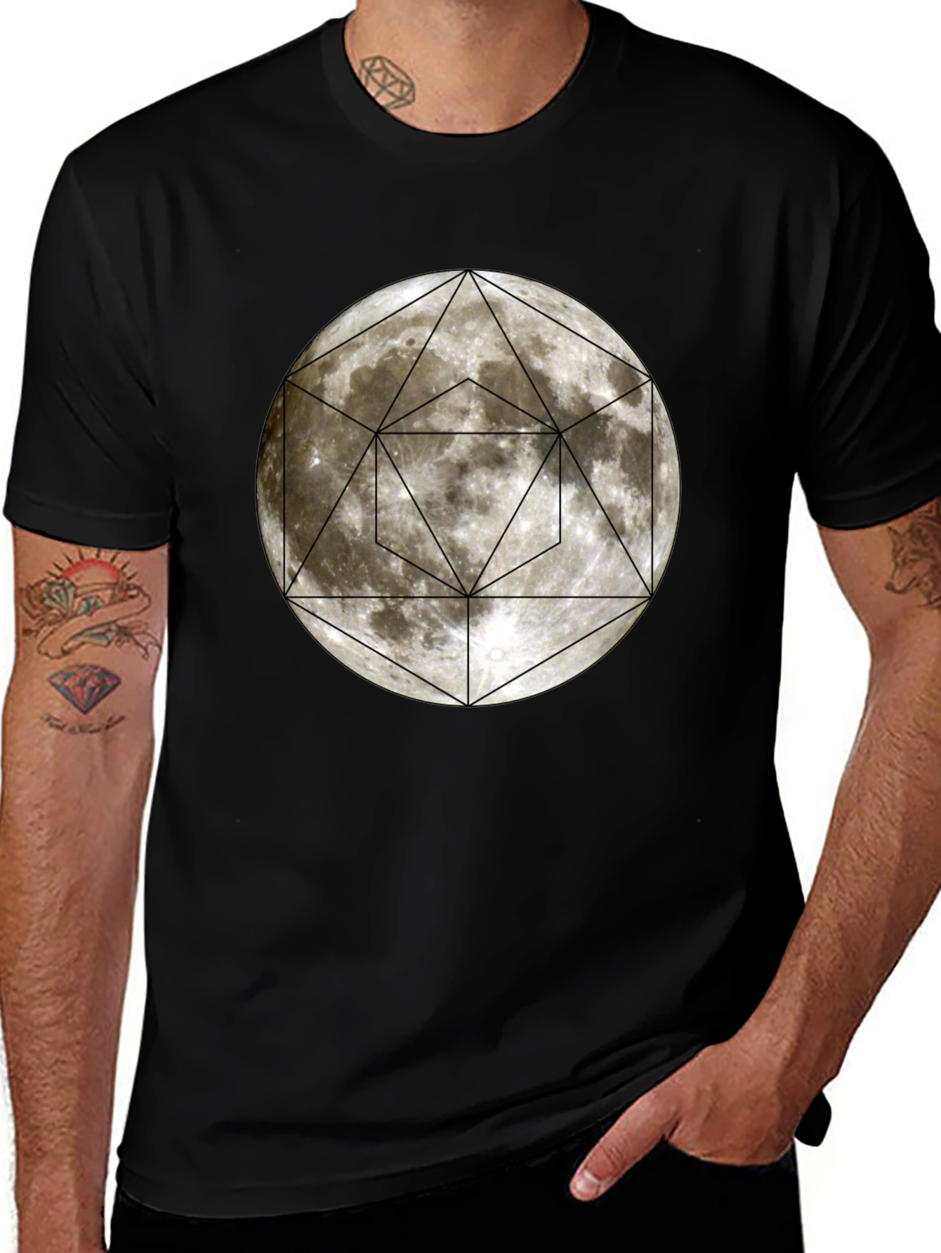Variant 22 of Geometric Moon Graphic Tee - Modern Casual Wear