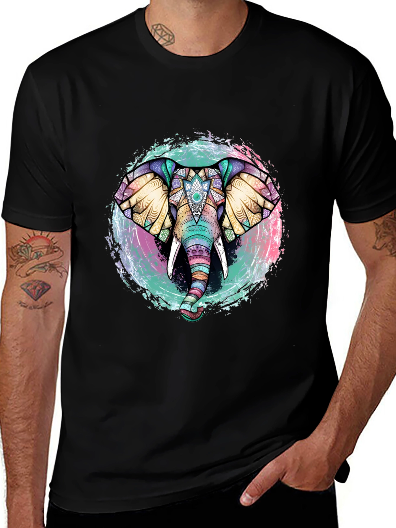 Variant 5 of Elephant Mandala Graphic Tee - Unique Design