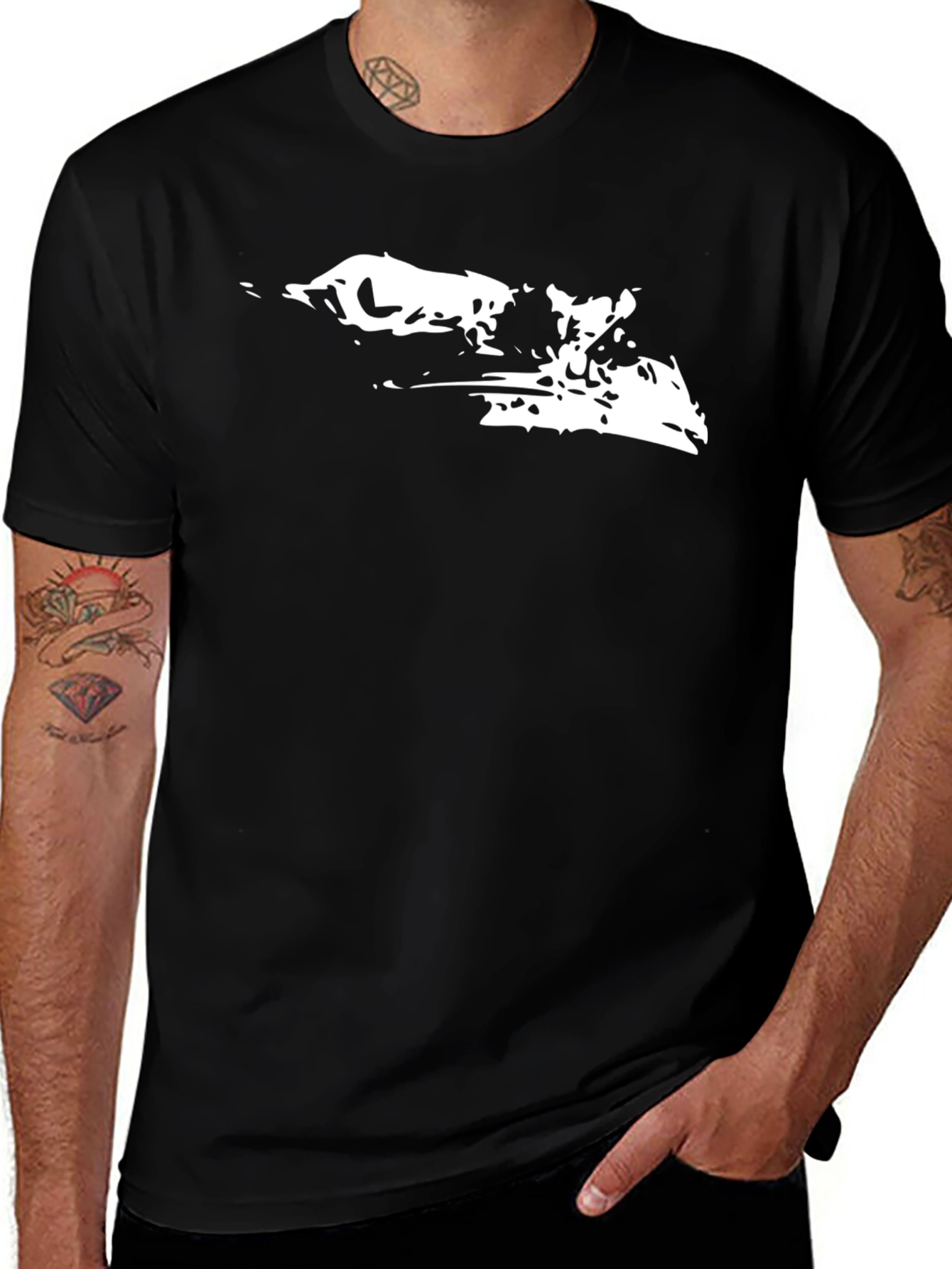 Variant 26 of Modern Black Tee with Animal Graphic