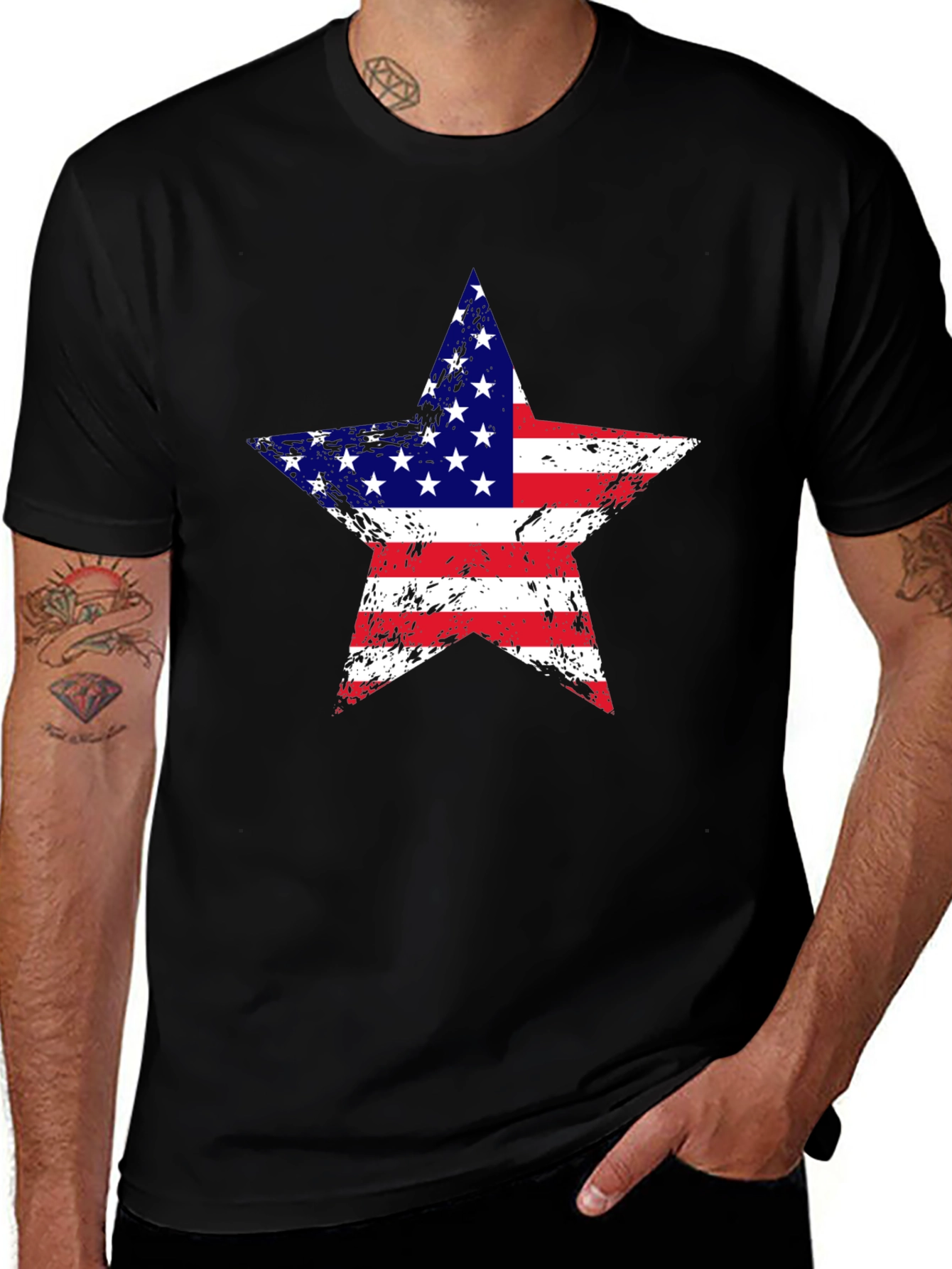 Variant 21 of American Flag Star Graphic Tee - Patriotic Style
