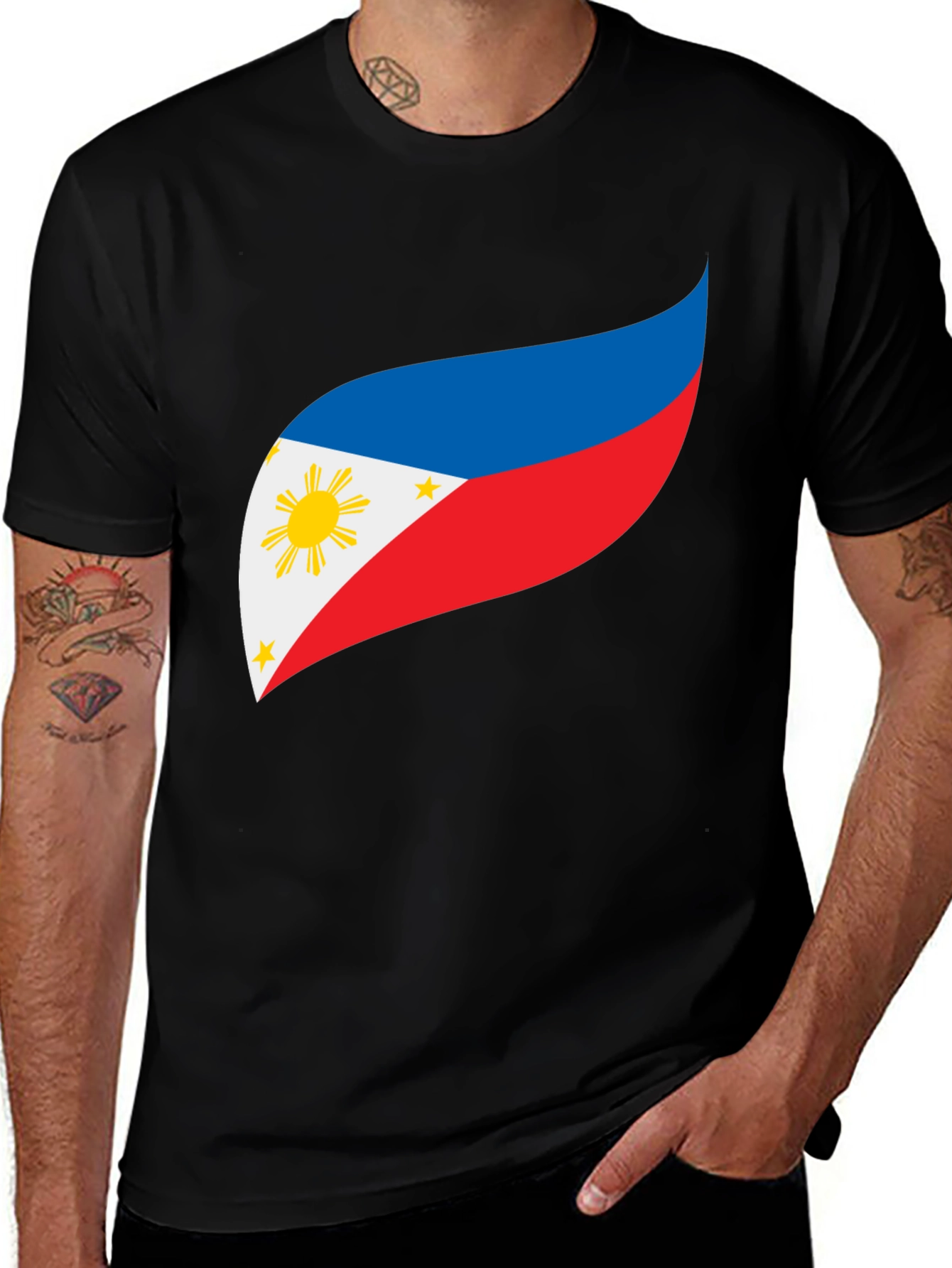 Philippines Flag Graphic Tee - Black