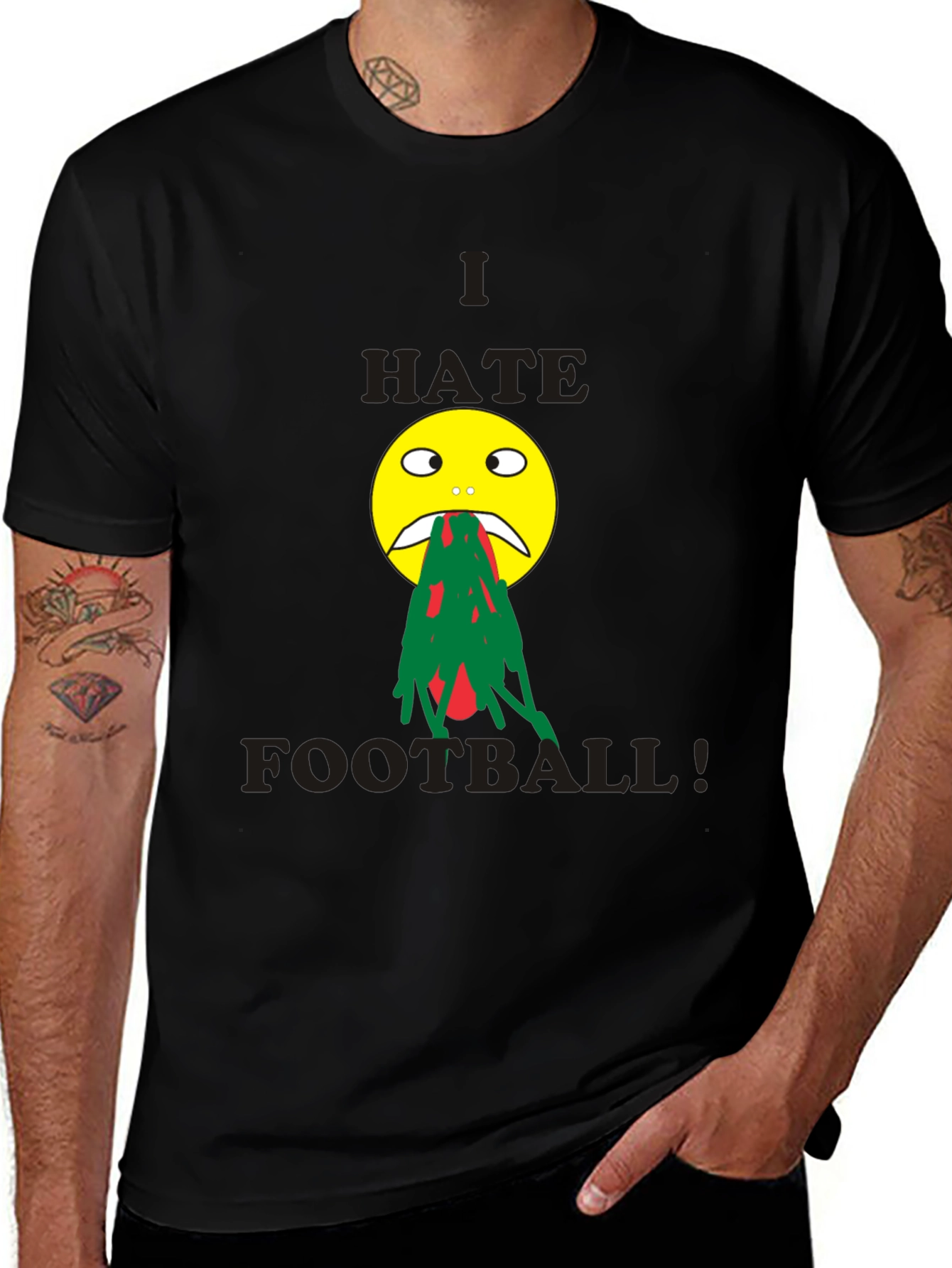 Variant 18 of I Hate Football Graphic T-Shirt - Funny Emoji Tee