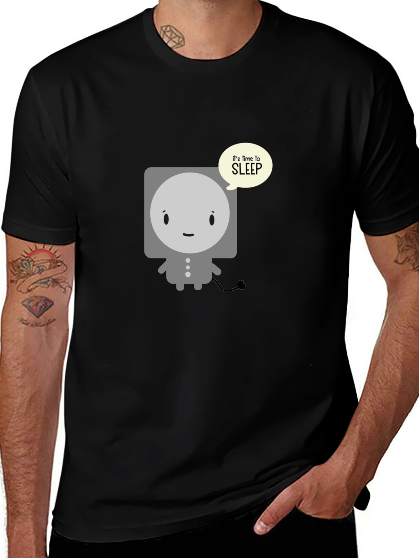 Variant 14 of Time to Sleep T-Shirt - Cute Cartoon Robot Graphic Tee