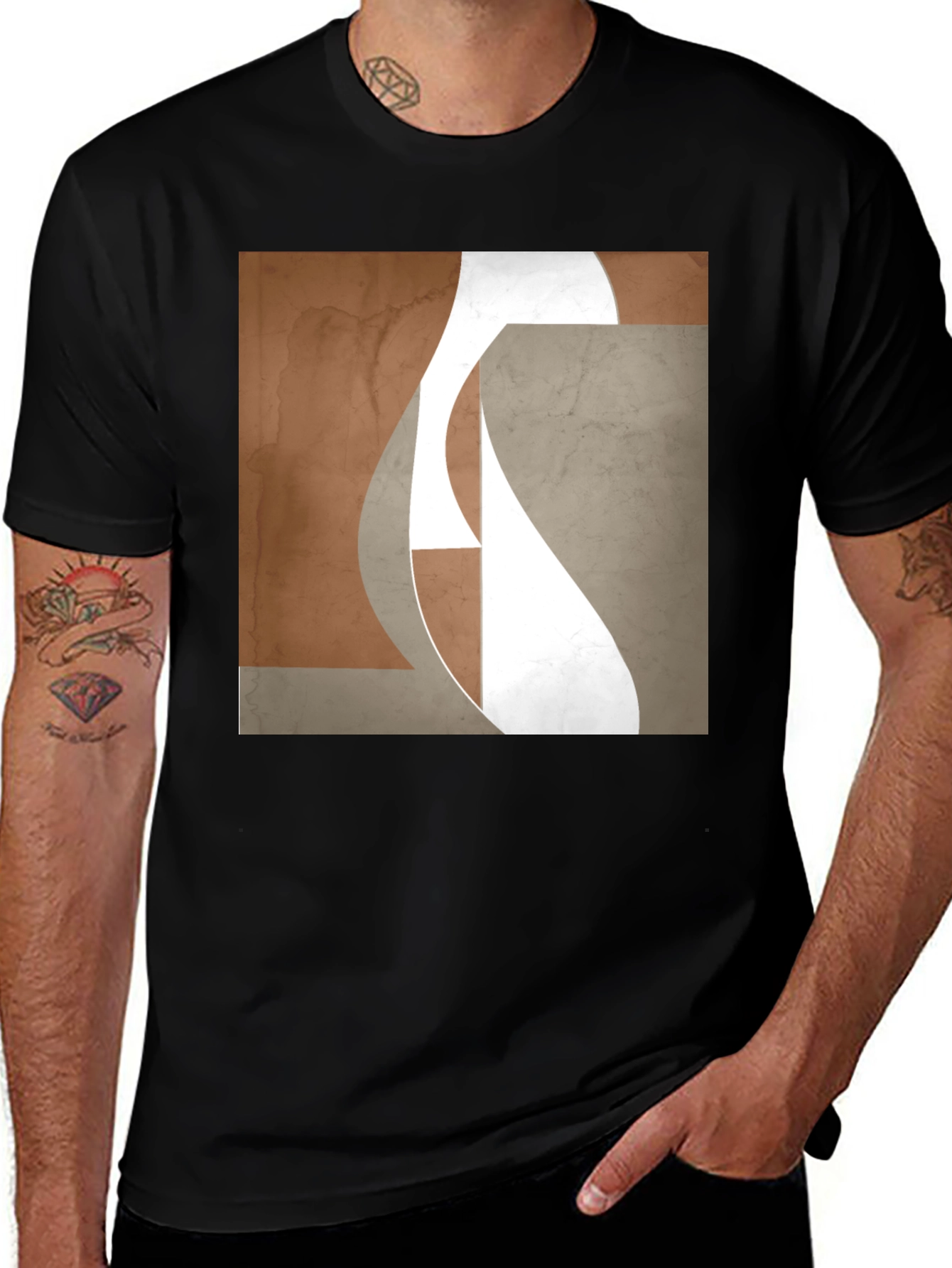 Variant 4 of Abstract Graphic Print Black Crew Neck T-Shirt